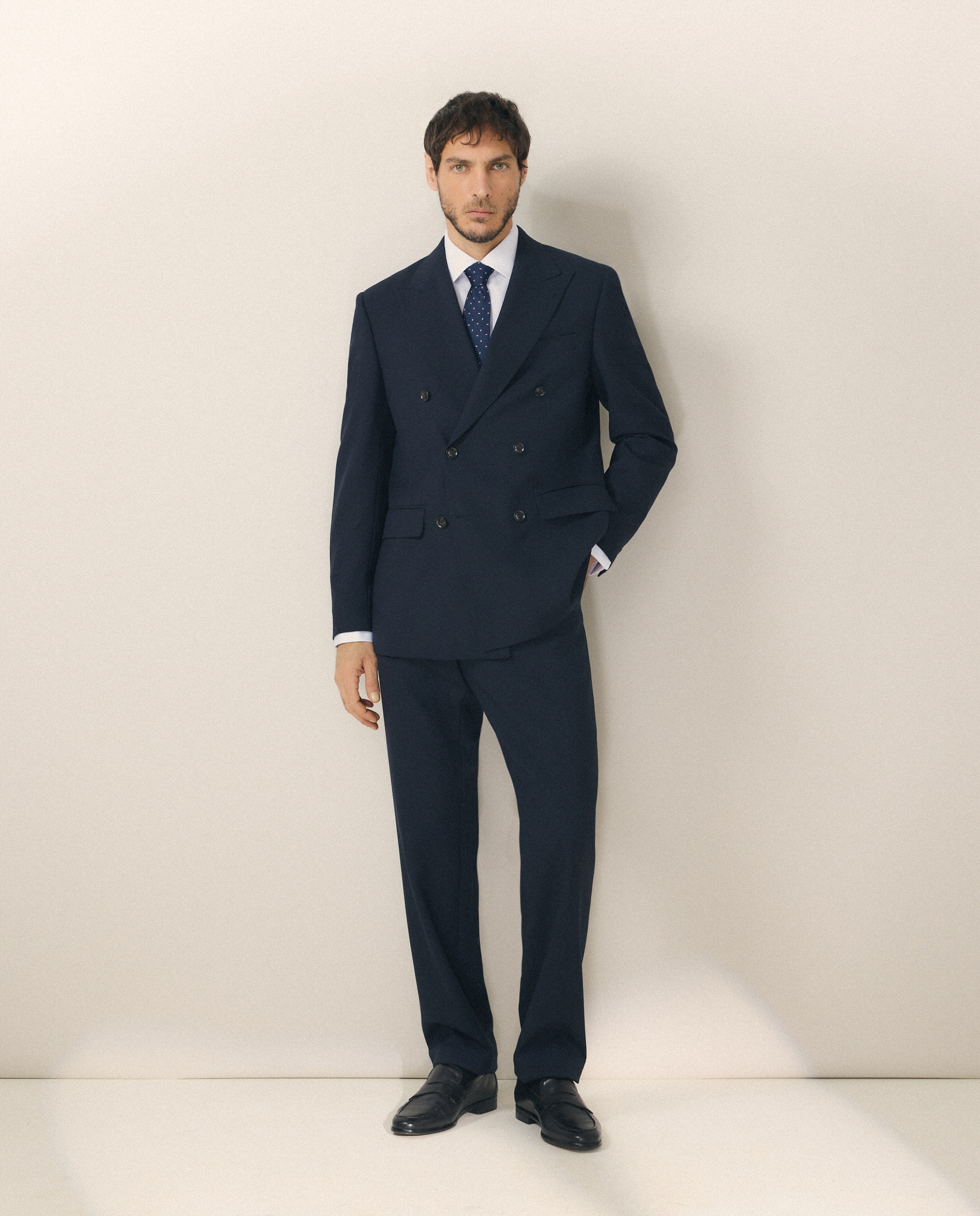 Camisa Formal de Algodão Egípcio com Manga Comprida Azul-2