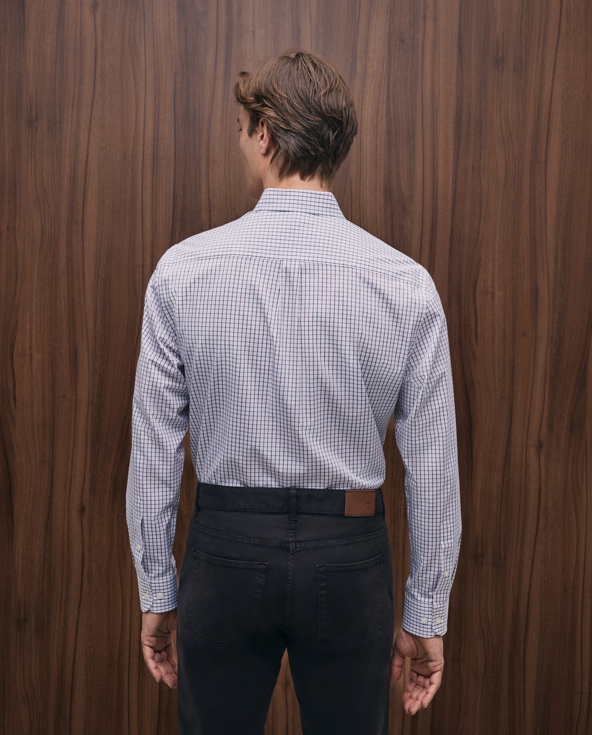 Camisa Casual de Manga Comprida Grená-3