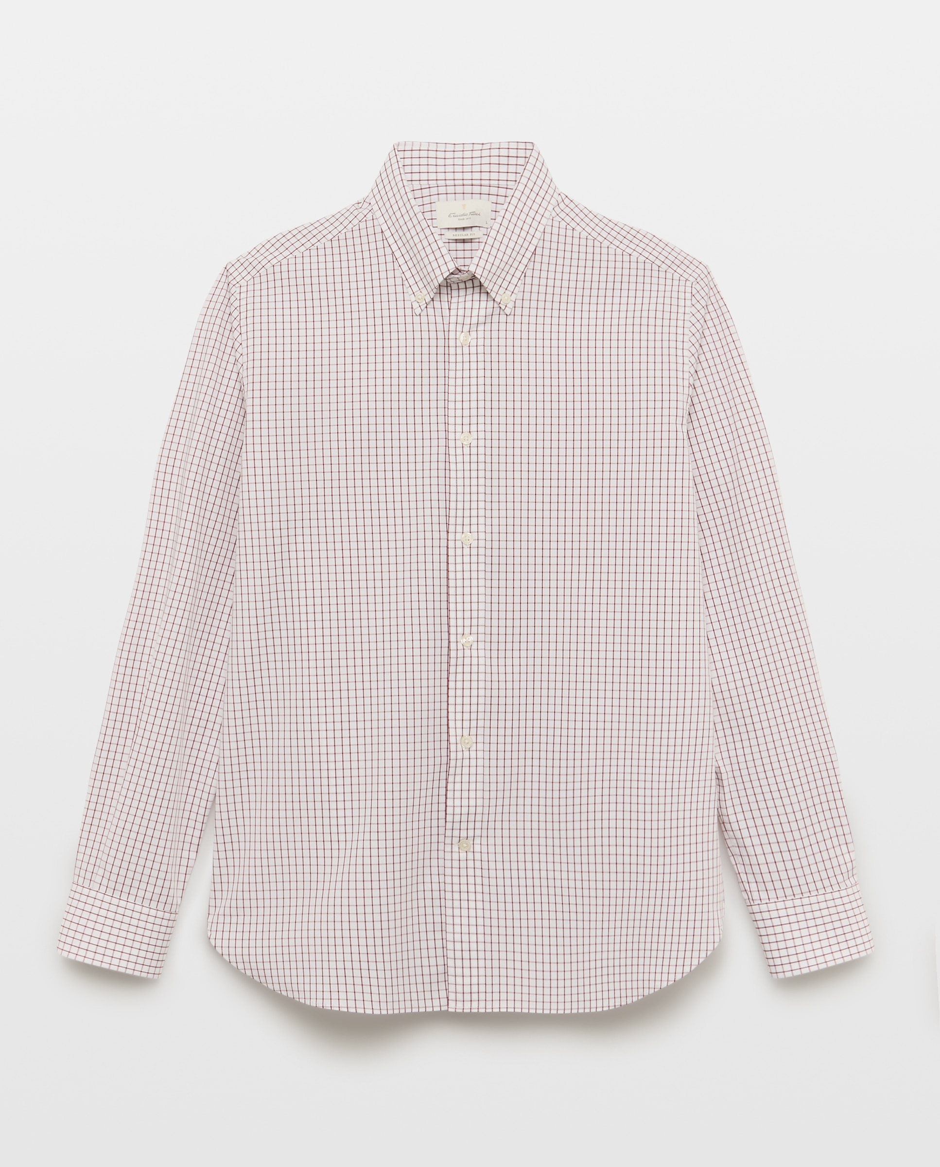 Camisa Casual de Manga Comprida Grená-4