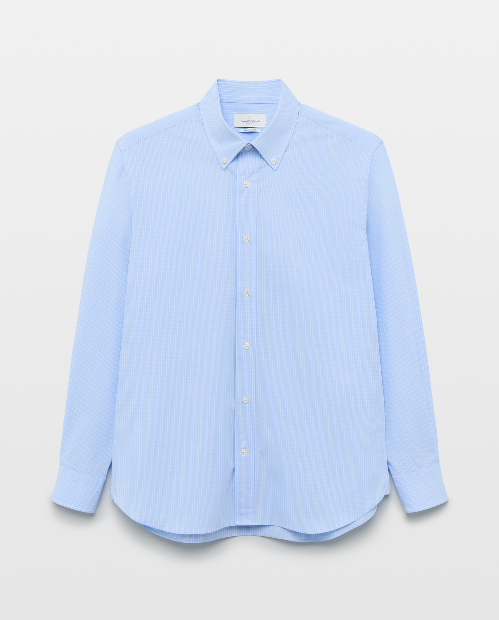 Camisa Casual de Manga Comprida Azul-4