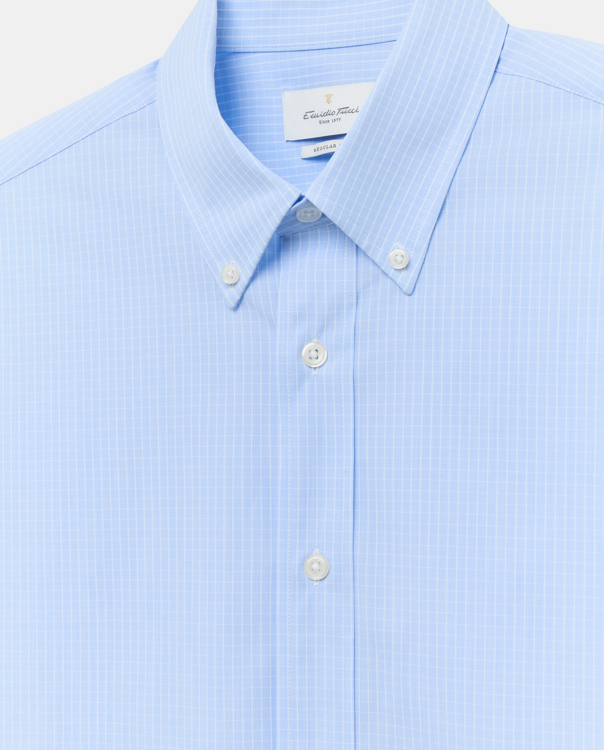 Camisa Casual de Manga Comprida Azul-5