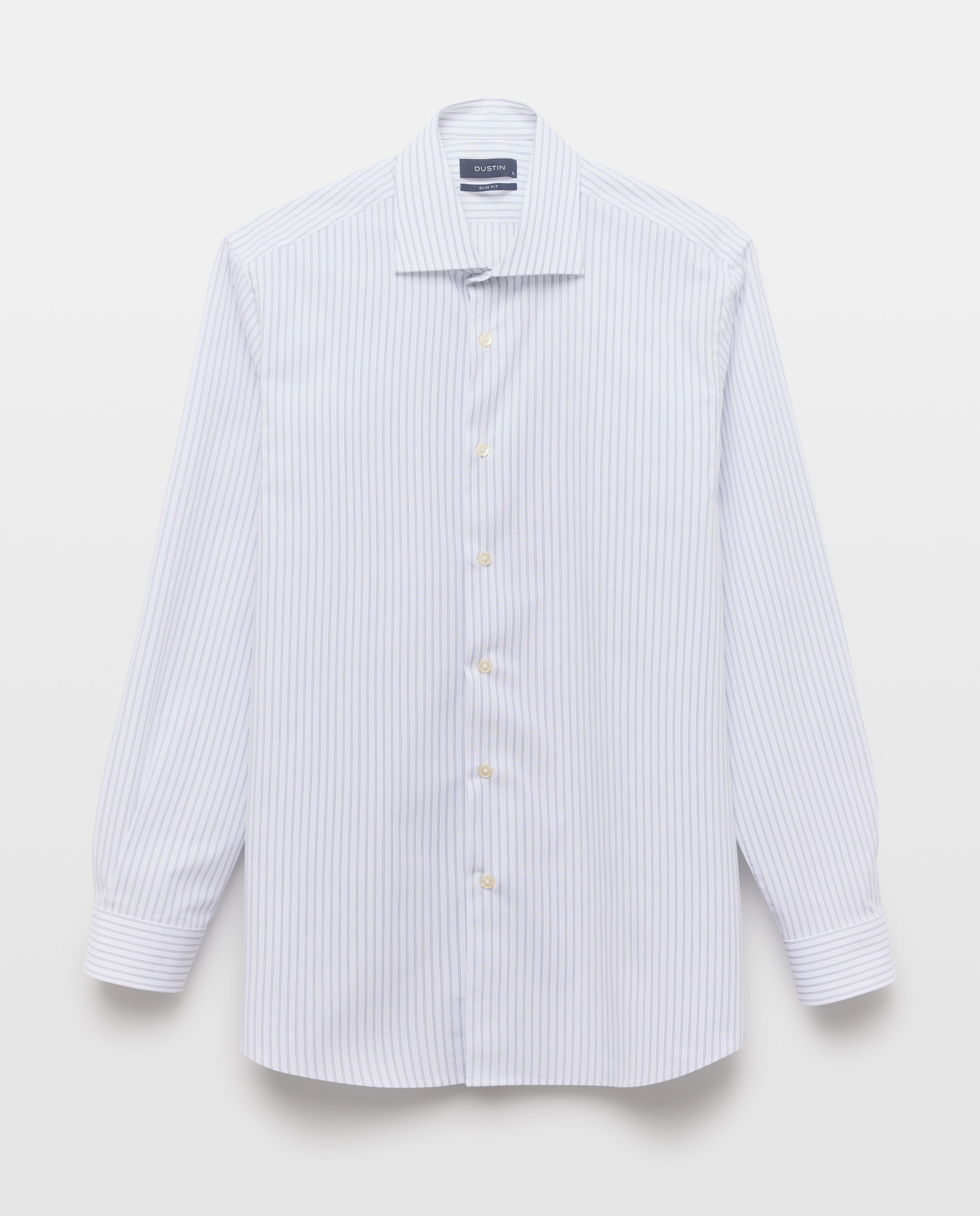 Camisa Clássica de Manga Comprida com Risca Dupla Fina Slim Fit Branco-4