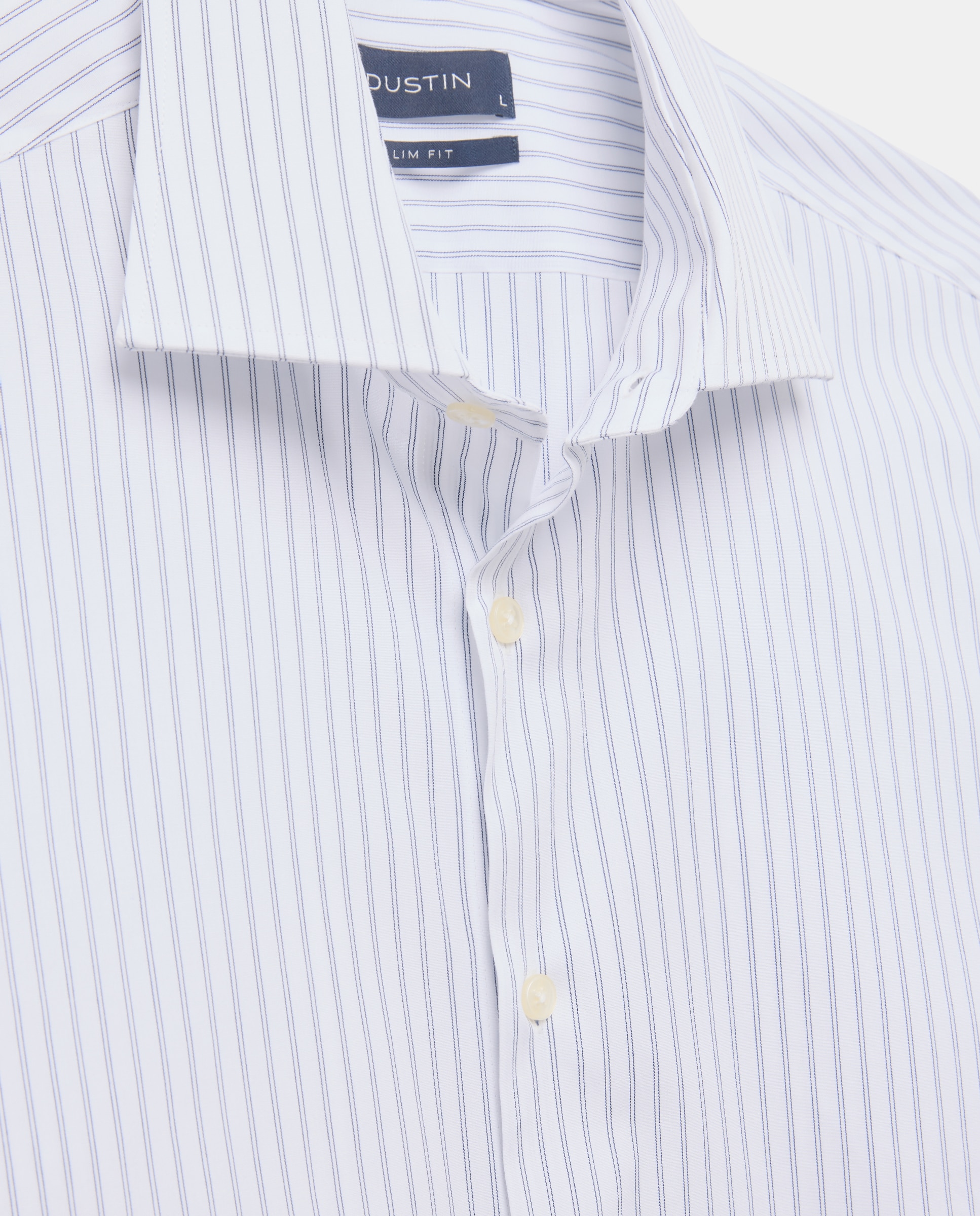 Camisa Clássica de Manga Comprida com Risca Dupla Fina Slim Fit Branco-5