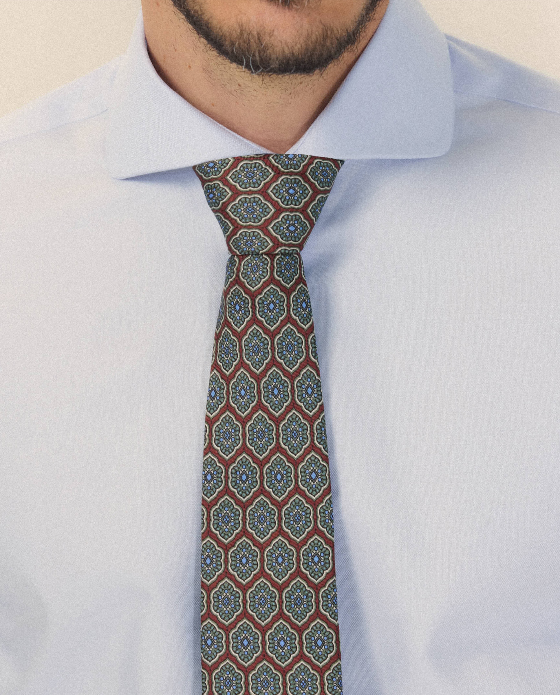 Camisa Clássica Slim Fit com Manga Comprida Azul-4