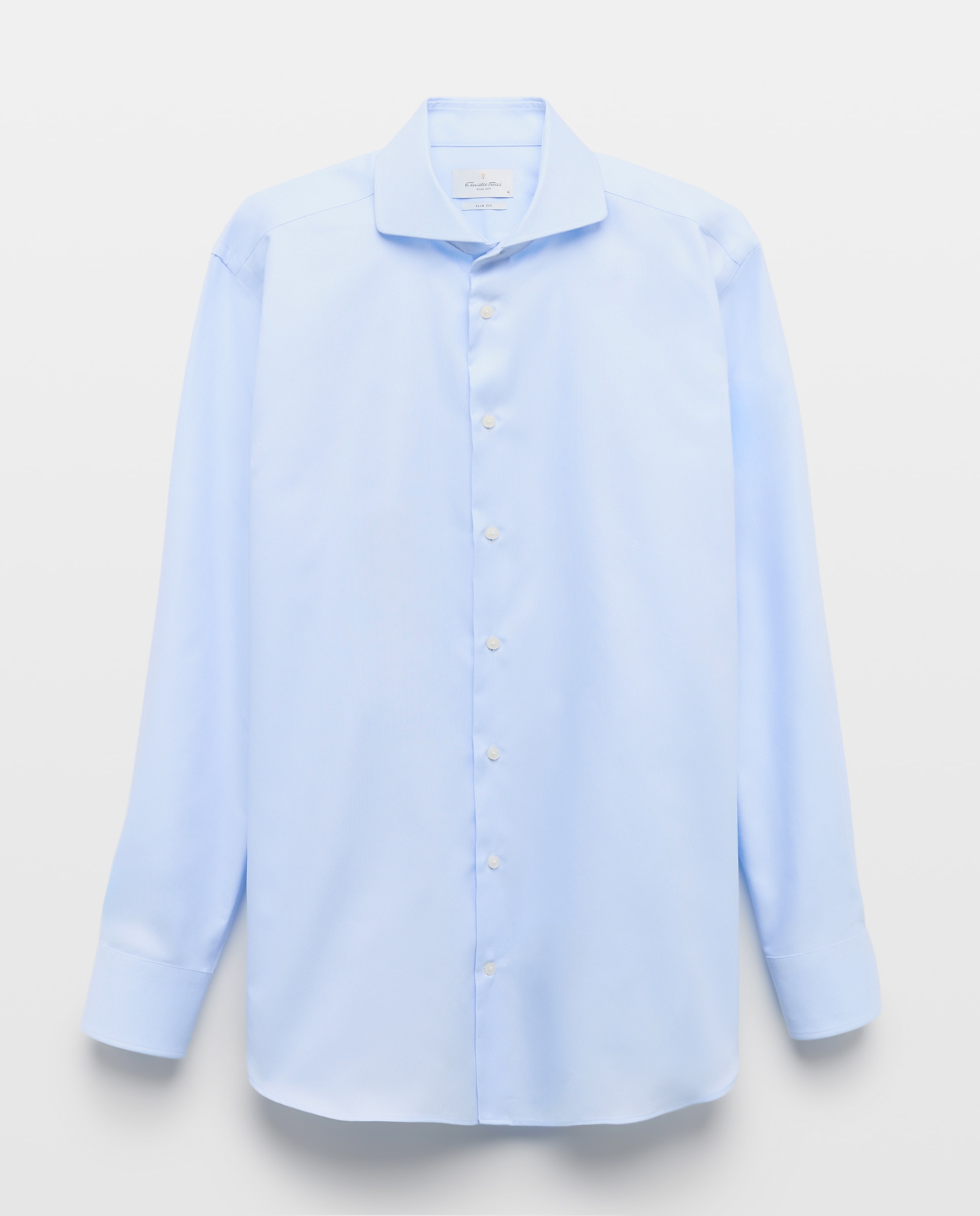 Camisa Clássica Slim Fit com Manga Comprida Azul-5