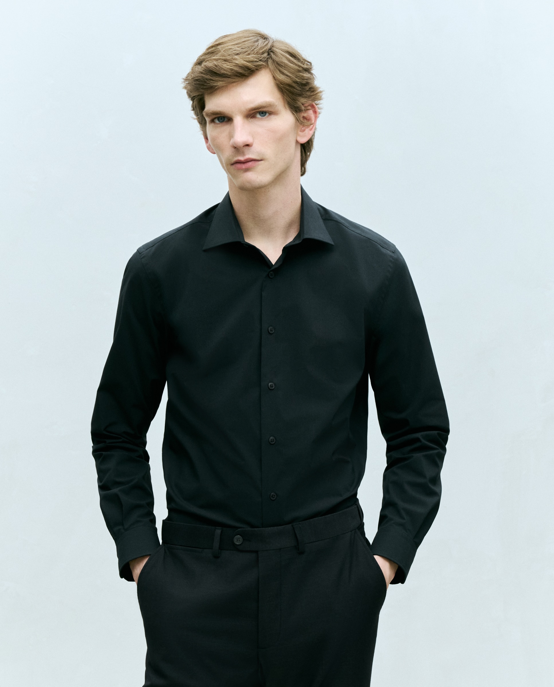 Imagem 0 de Camisa Formal Lisa de Manga Comprida com Padrão Slim
