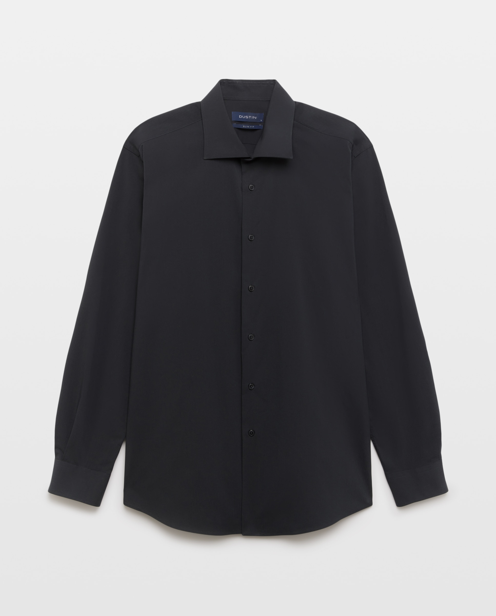 Camisa Formal Lisa de Manga Comprida com Padrão Slim Preto-4
