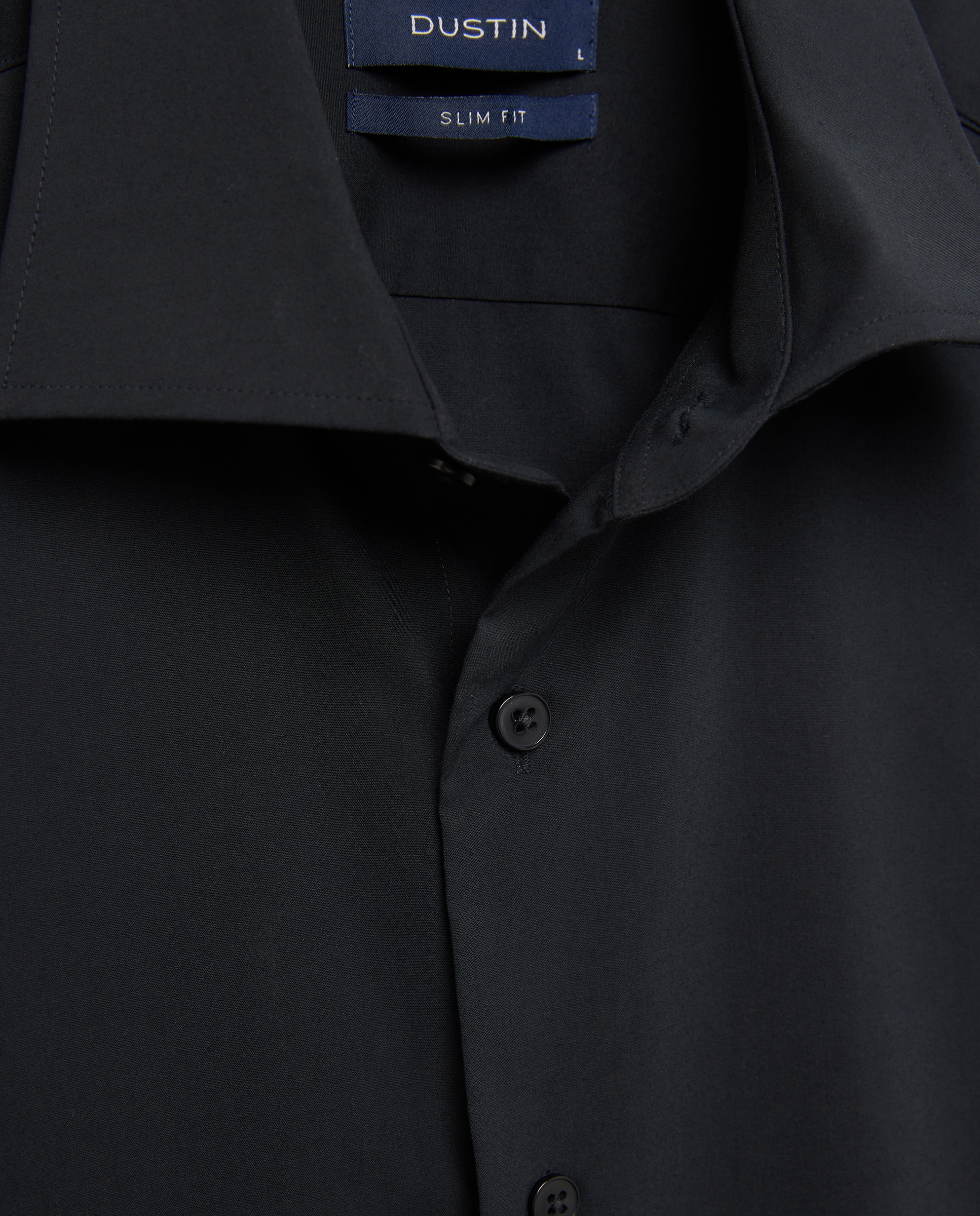 Camisa Formal Lisa de Manga Comprida com Padrão Slim Preto-5
