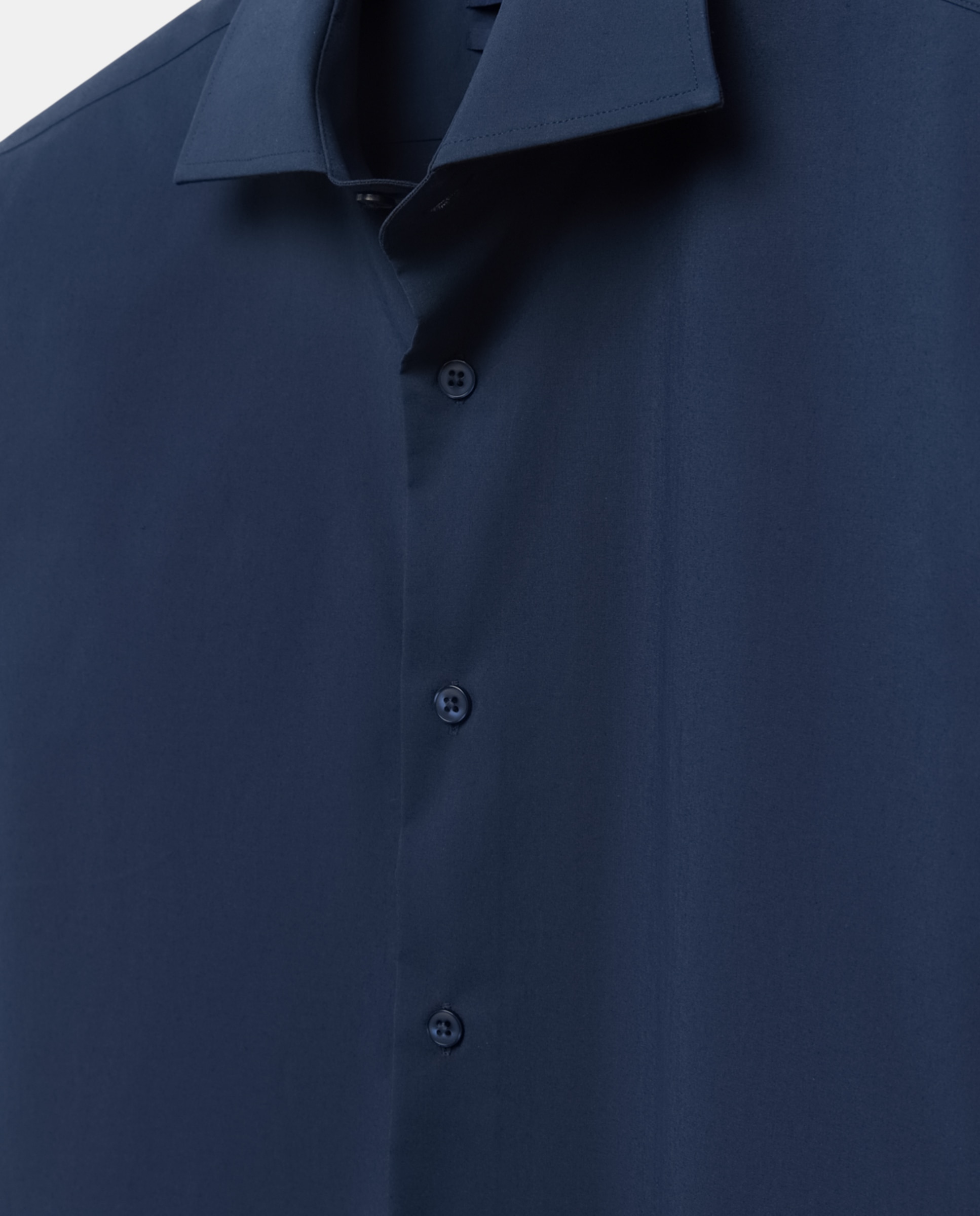 Camisa Formal Lisa de Manga Comprida com Padrão Slim Azul-marinho-5
