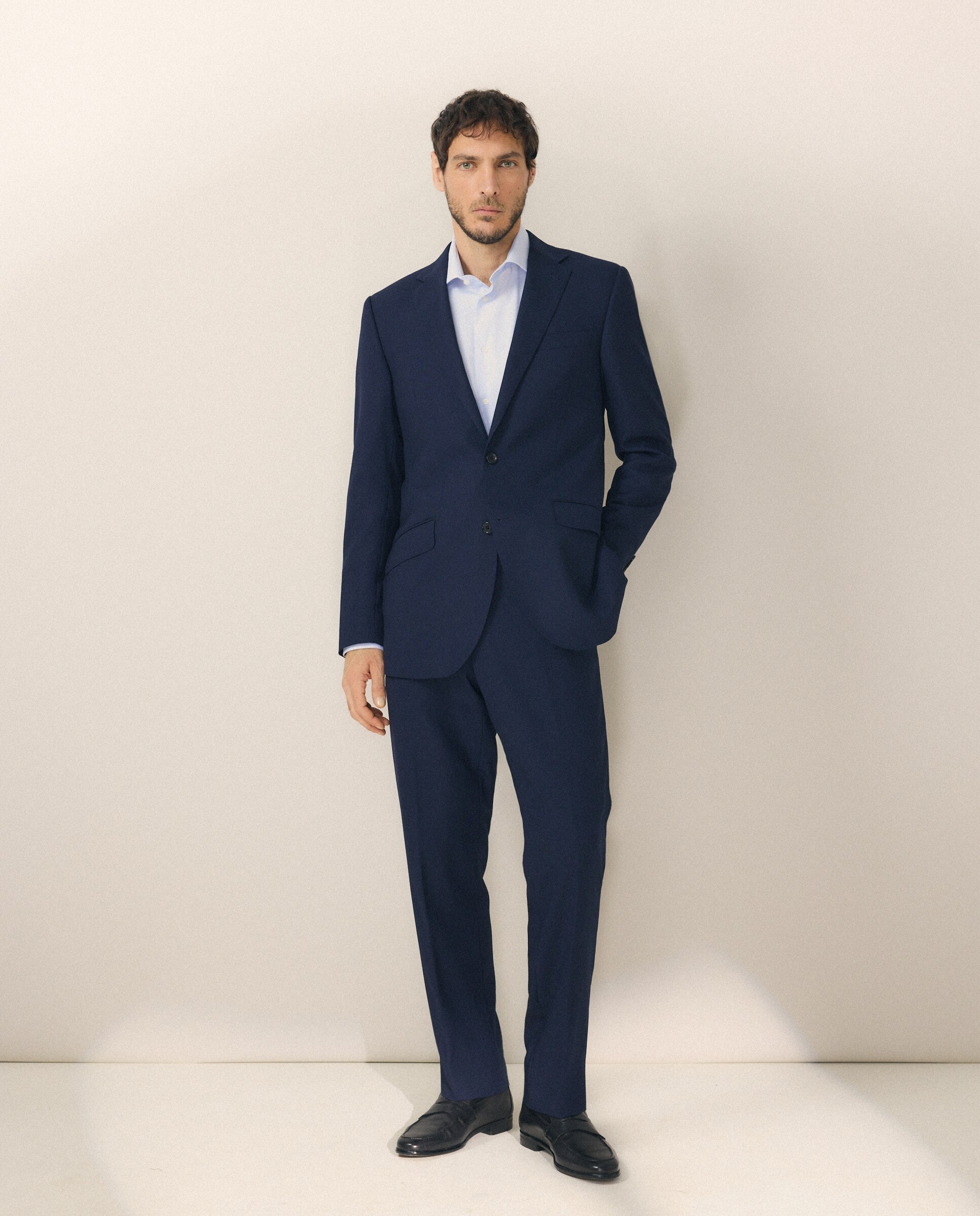 Camisa vestir slim fit 90% algodón 10% elastano - Emidio Tucci - Azul Azul-2