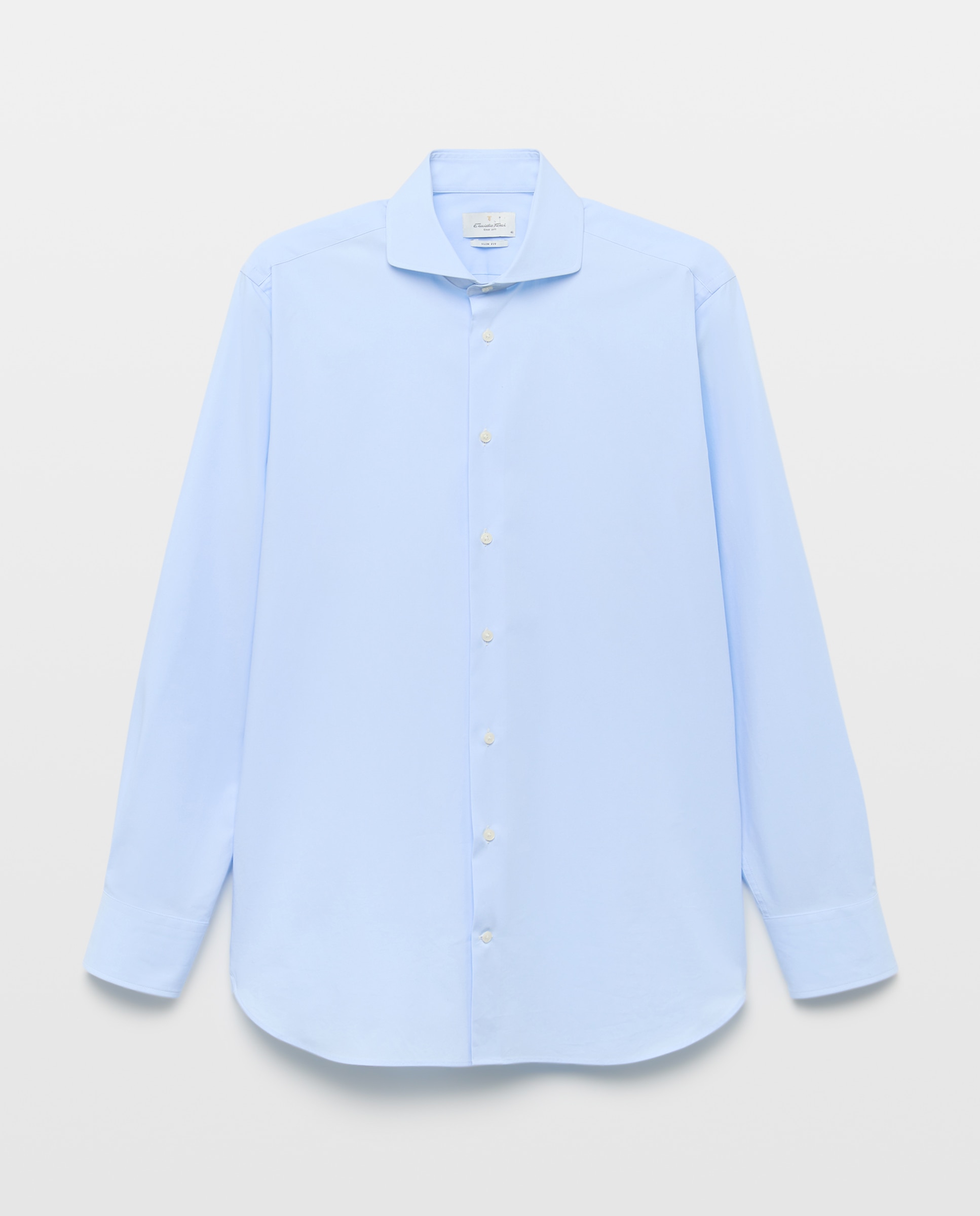 Camisa Clássica de Elastano com Manga Comprida Azul-5