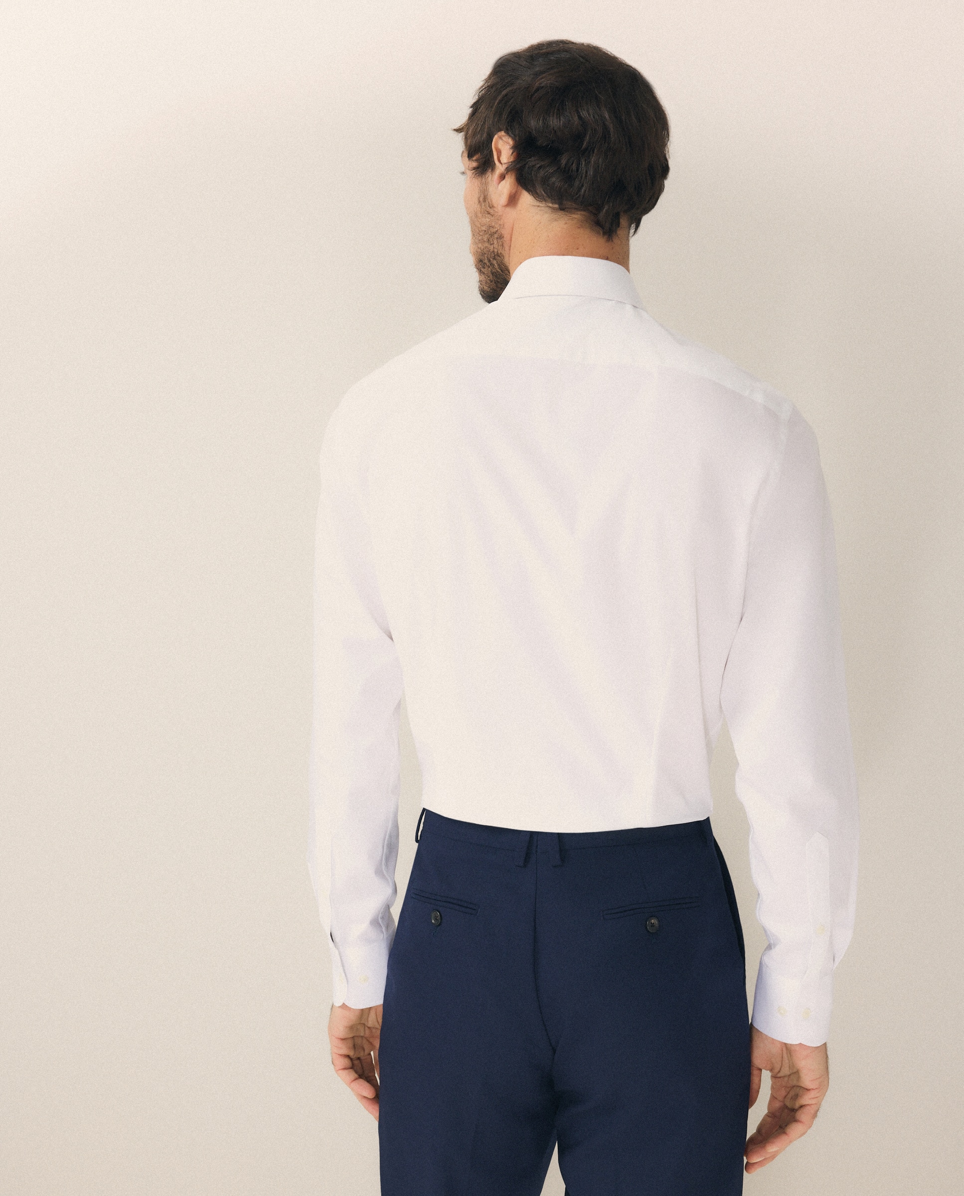 Camisa Clássica Slim Fit com Manga Comprida Branco-3