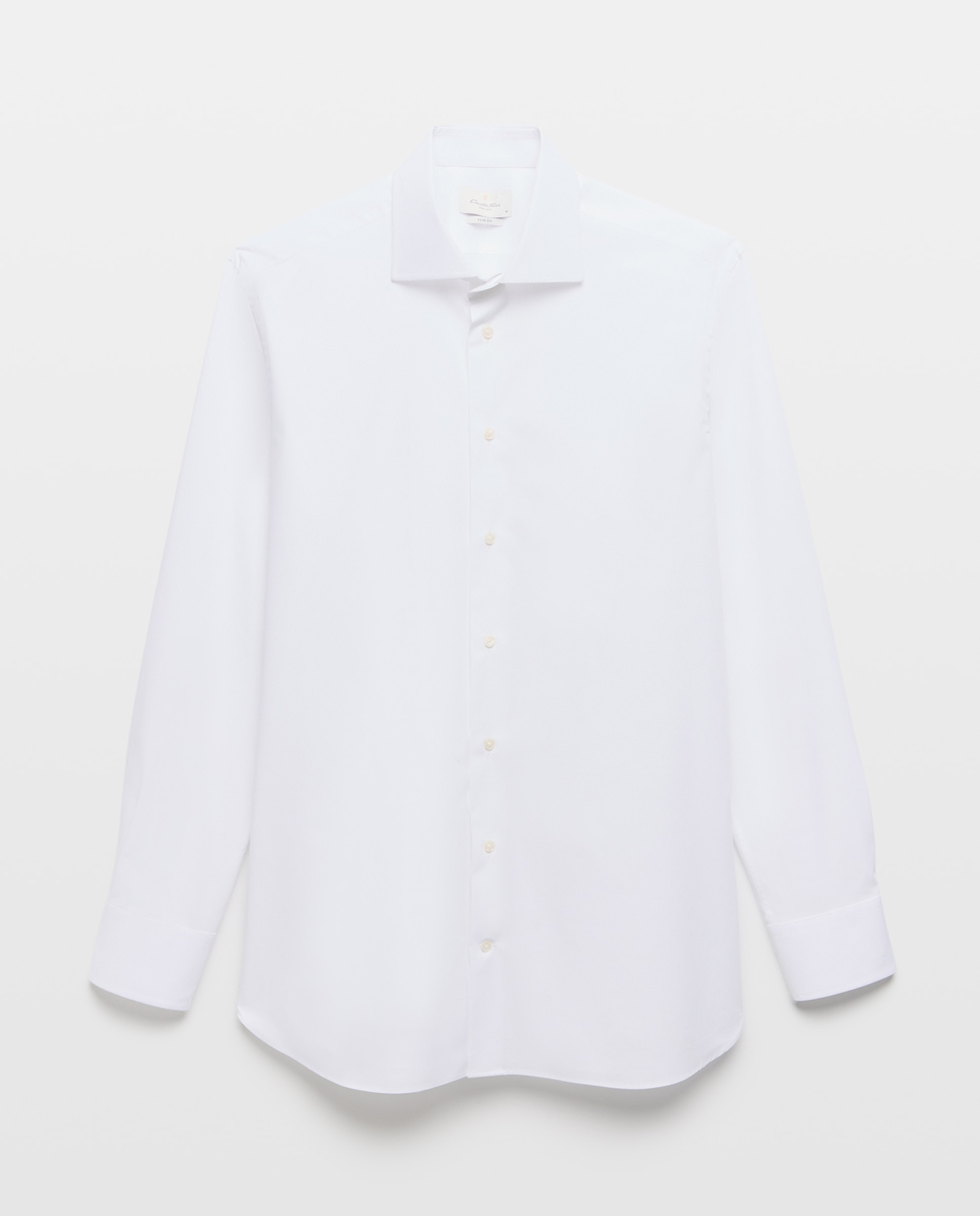 Camisa Clássica Slim Fit com Manga Comprida Branco-5