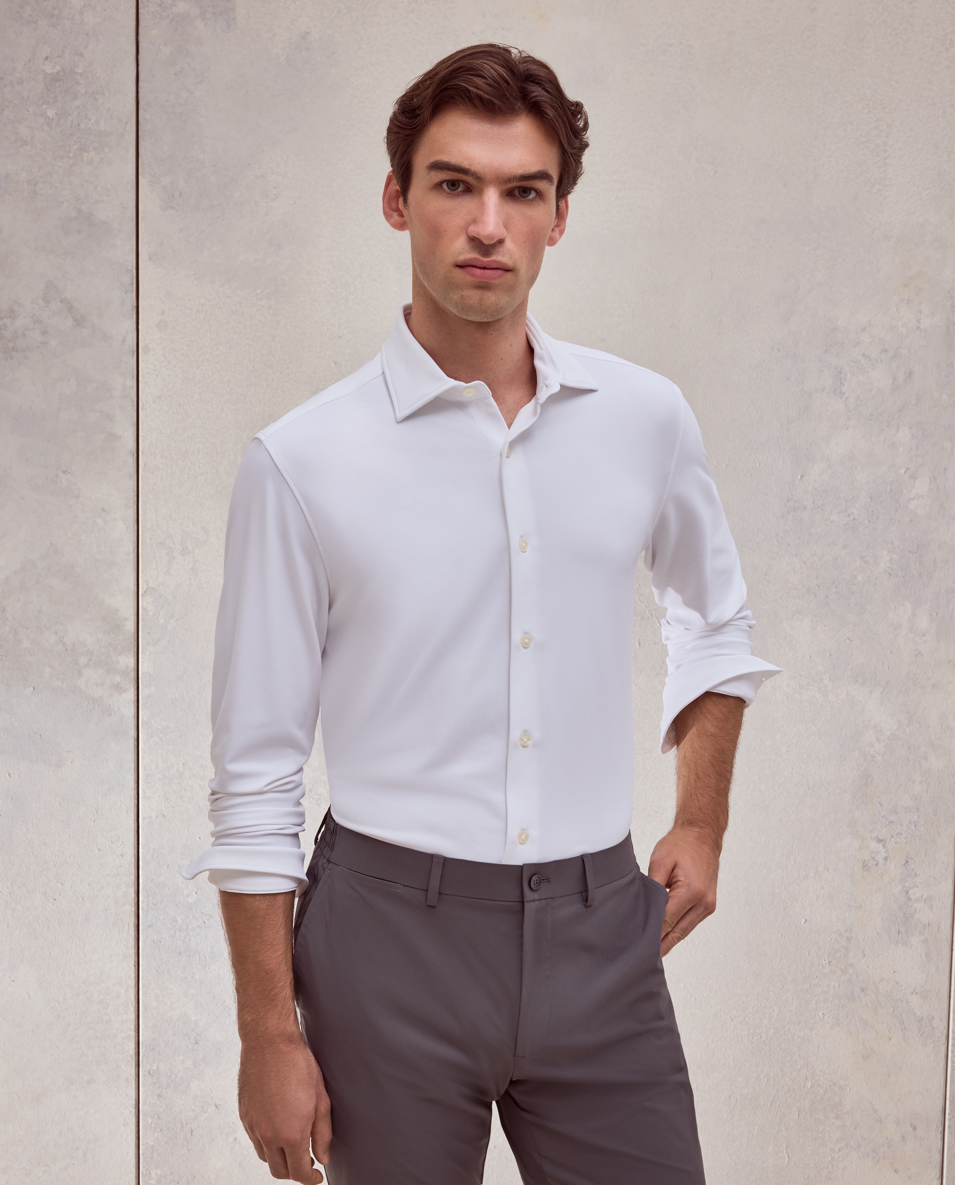 Camisa de vestir stretch slim fit. - Dustin - Blanco Blanco-1