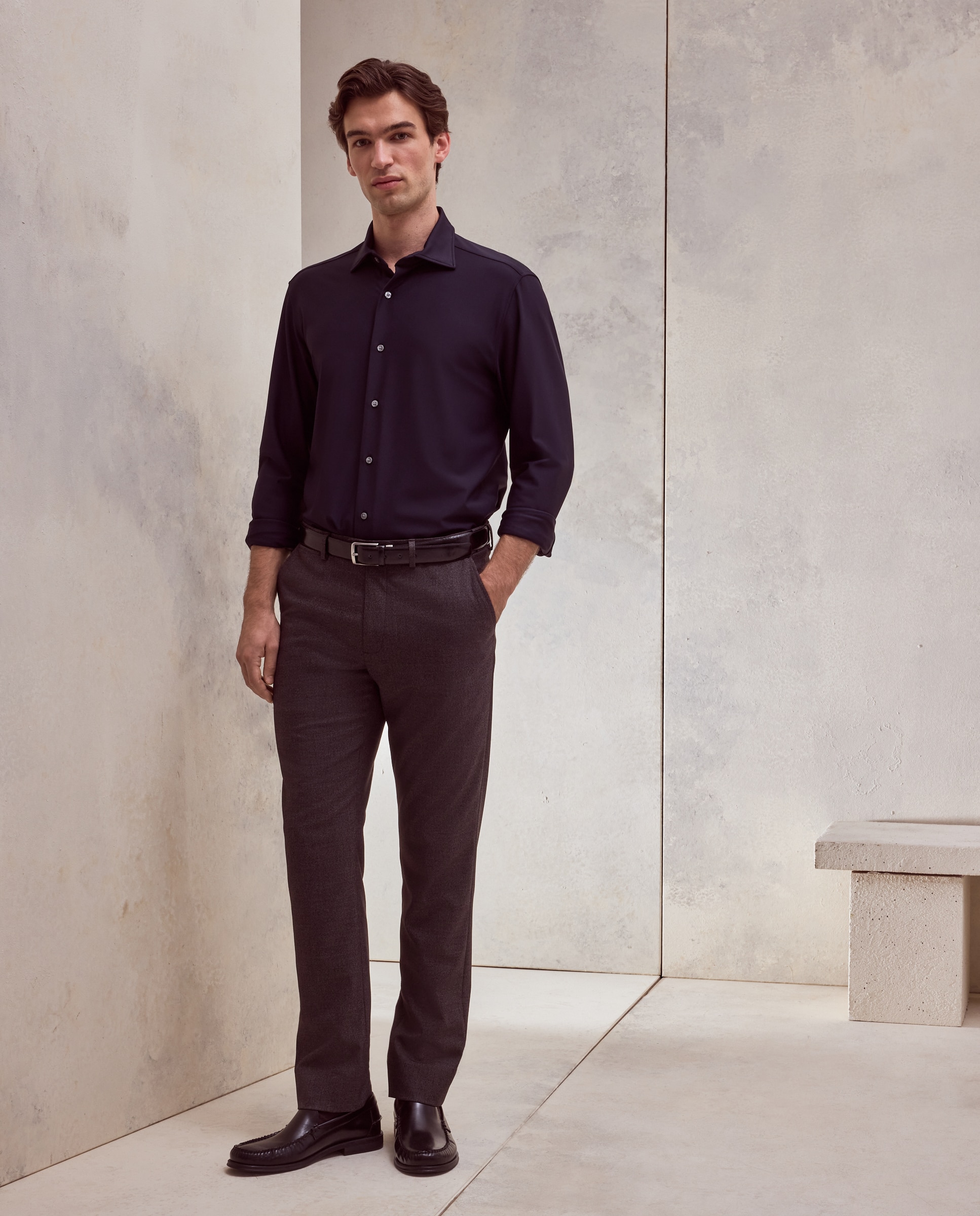 Camisa de vestir stretch slim fit. - Dustin - Azul marino Azul marino-2