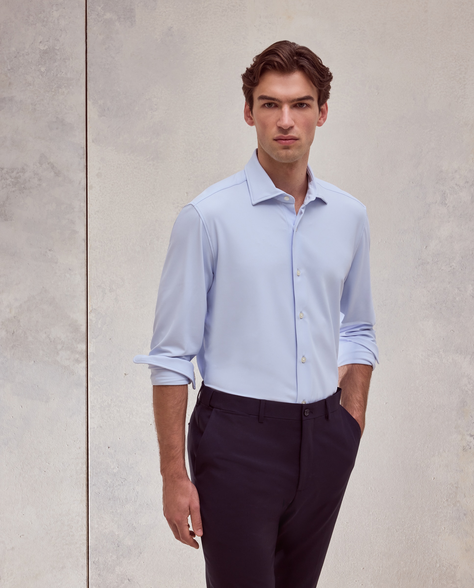 Camisa de vestir stretch slim fit. - Dustin - Azul claro Azul claro-1
