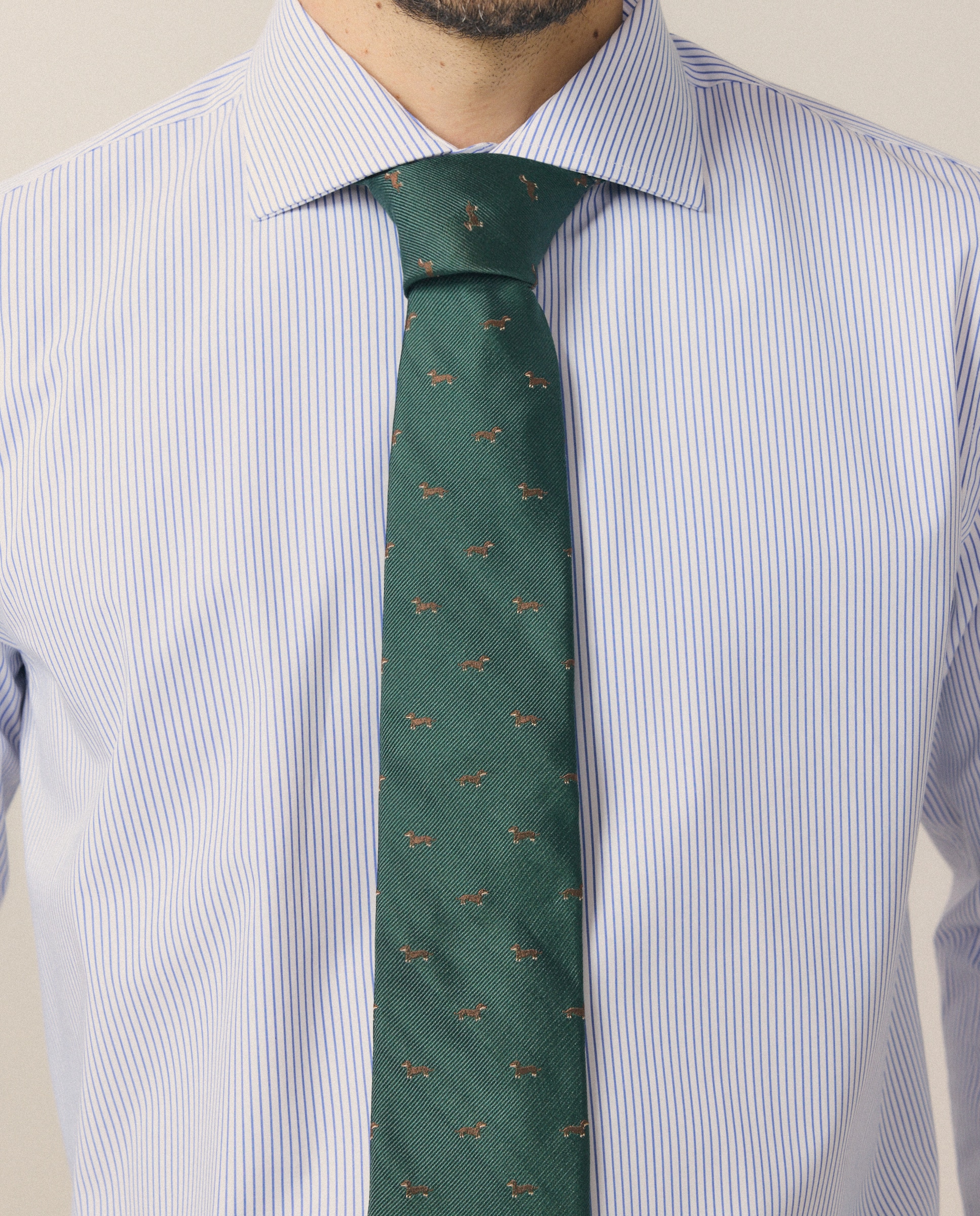 Camisa Clássica de Algodão Elastano com Manga Comprida Azul-4