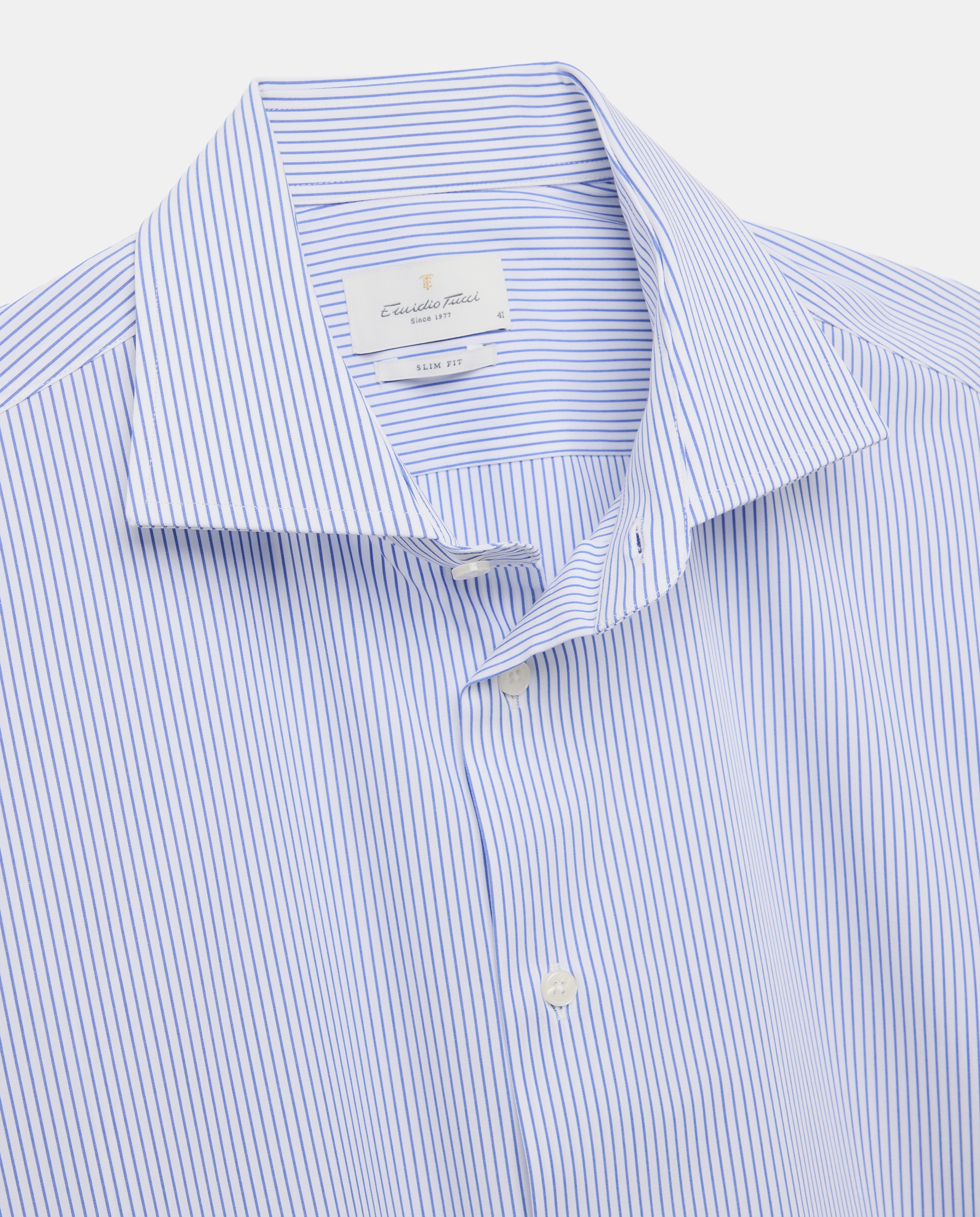 Camisa Clássica de Algodão Elastano com Manga Comprida Azul-6