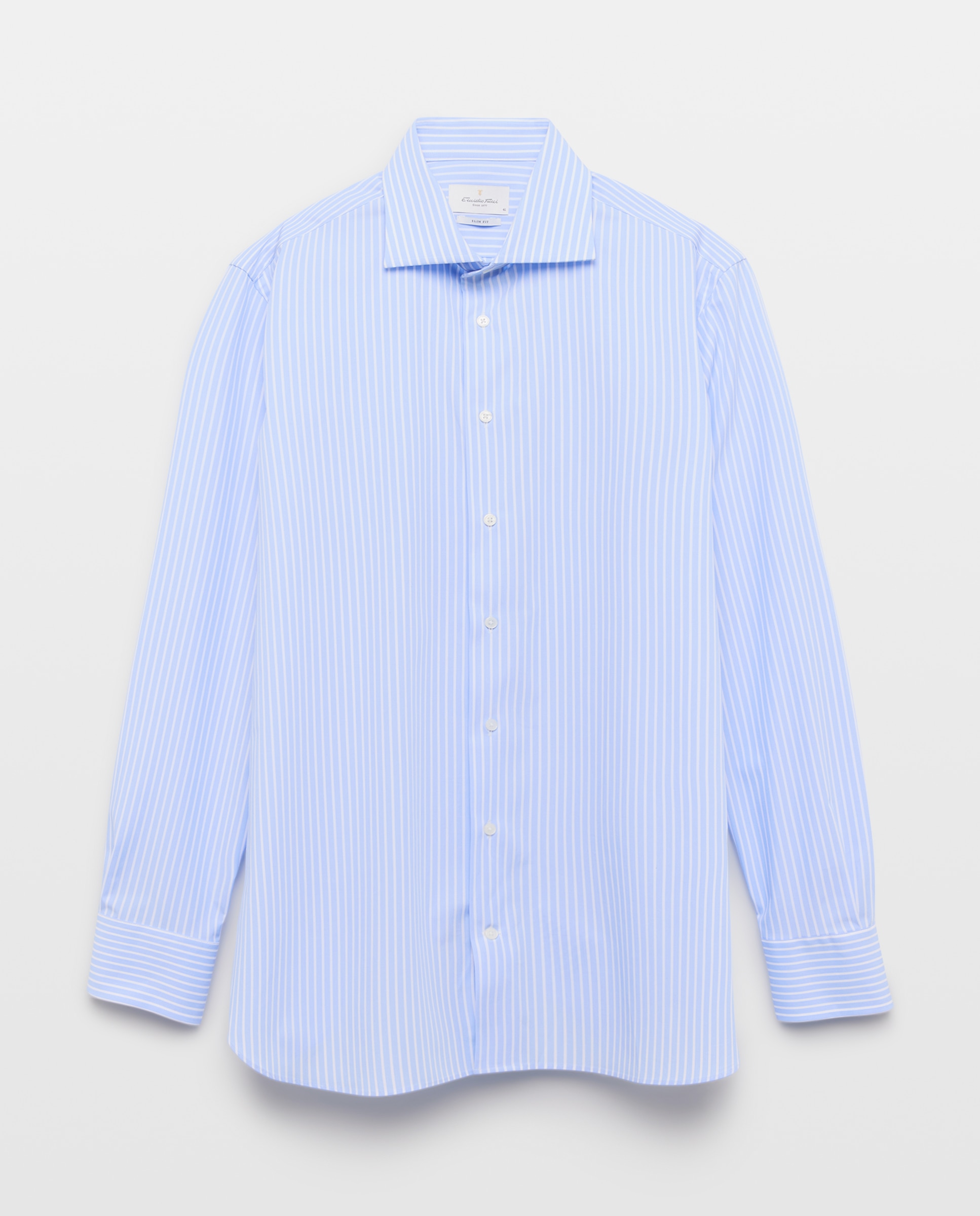 Camisa vestir algodón elastano hombre manga larga - Emidio Tucci - Azul Azul-4