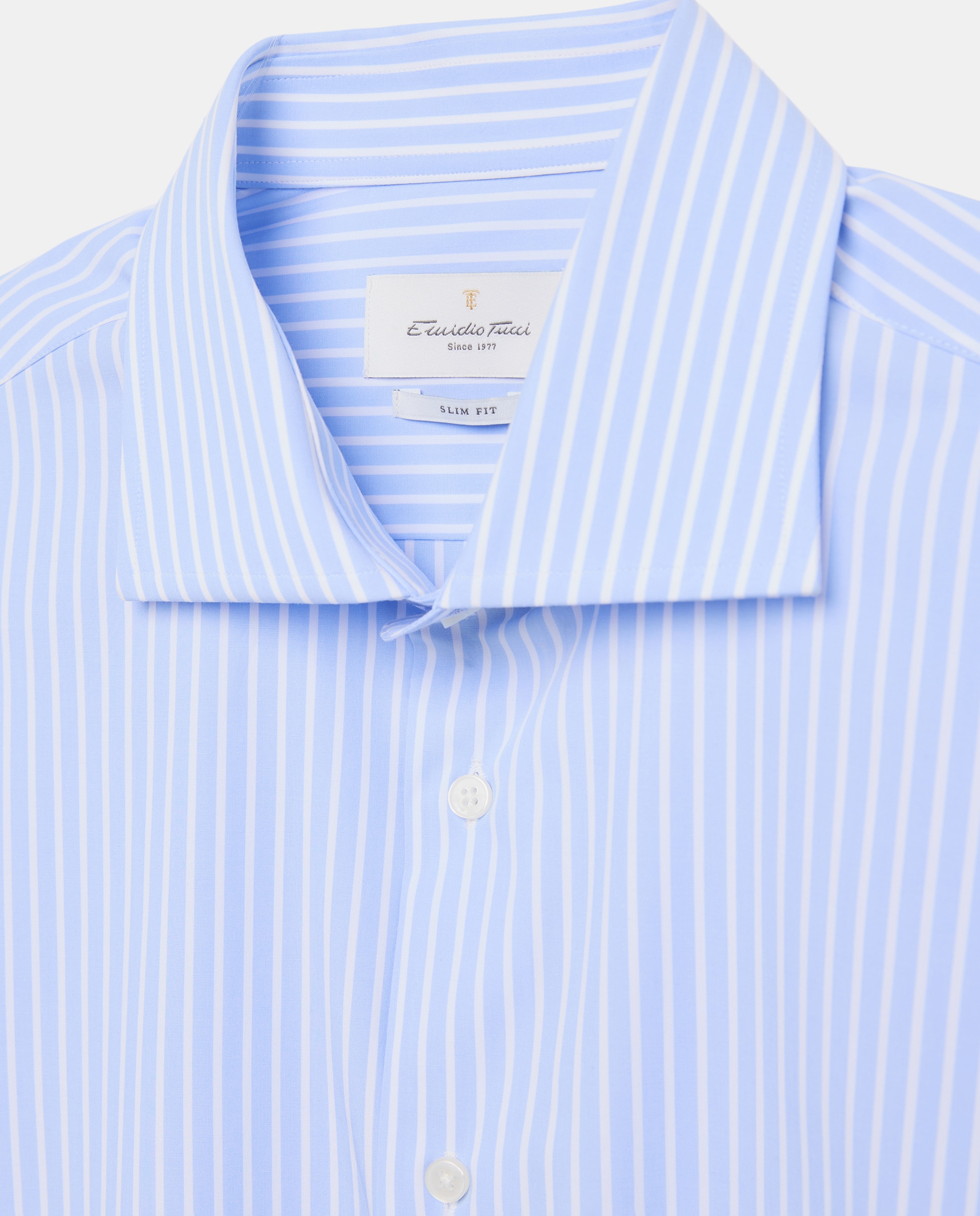 Camisa vestir algodón elastano hombre manga larga - Emidio Tucci - Azul Azul-5
