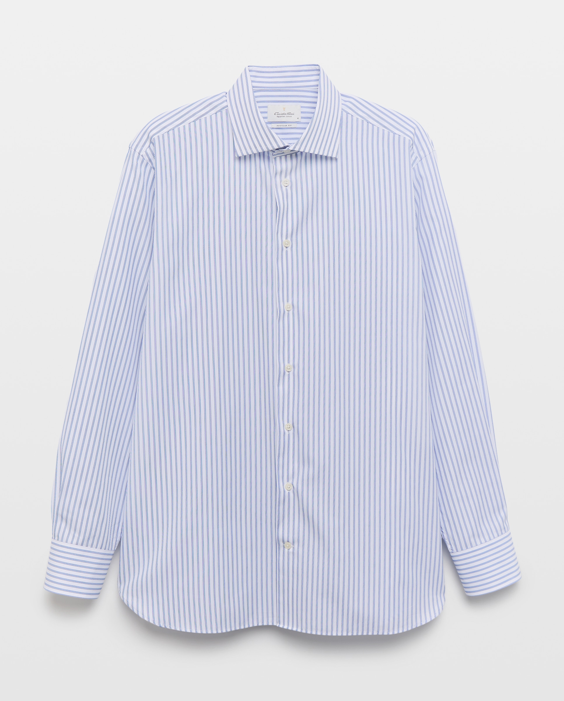 Camisa Formal de Algodão Egípcio com Manga Comprida Azul-4