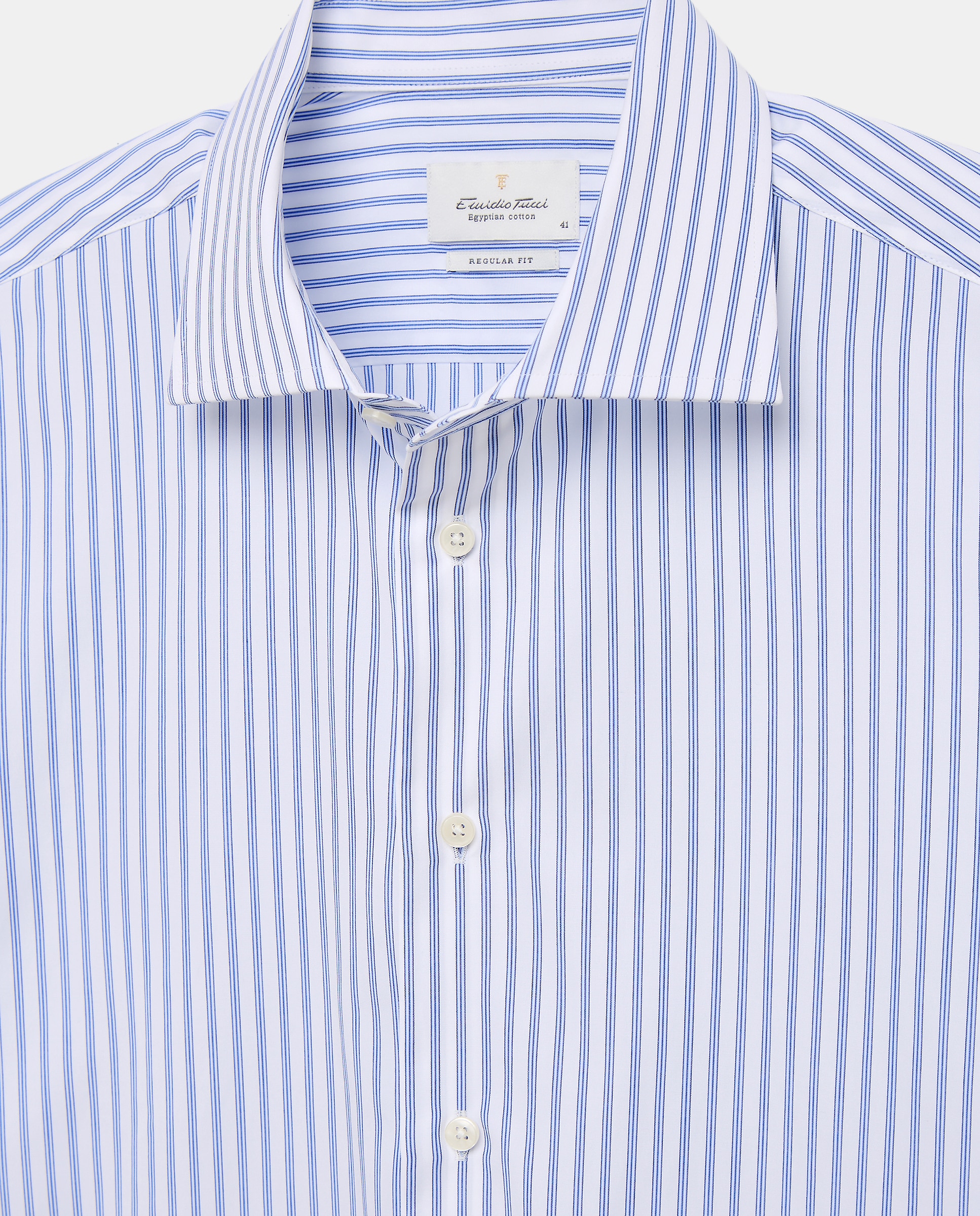 Camisa Formal de Algodão Egípcio com Manga Comprida Azul-5