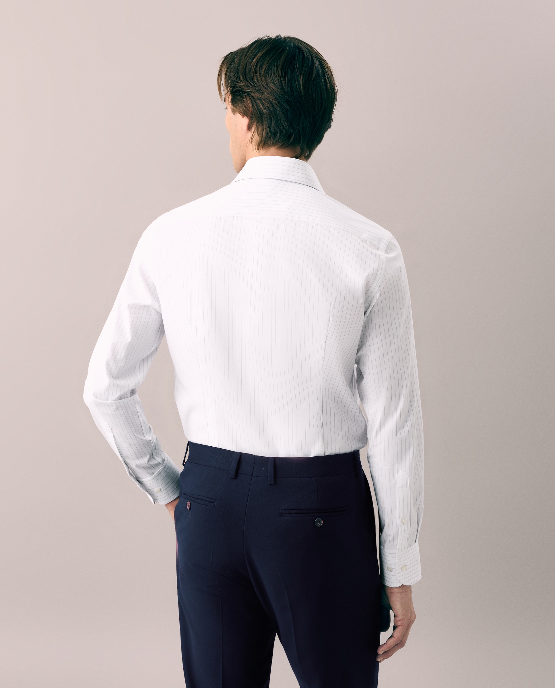 Camisa Clássica de Algodão Elastano com Manga Comprida Branco-3
