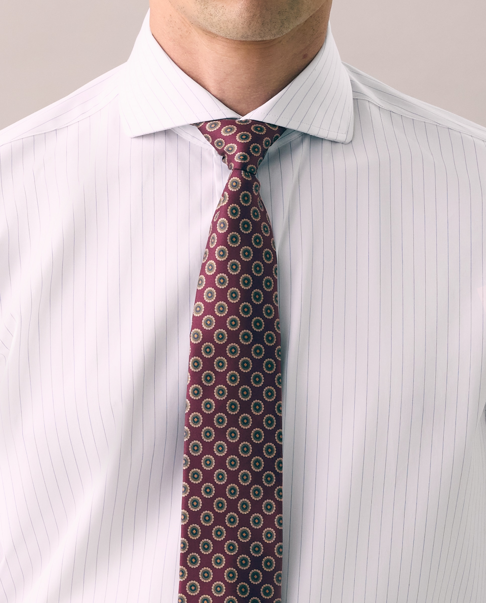Camisa Clássica de Algodão Elastano com Manga Comprida Branco-4