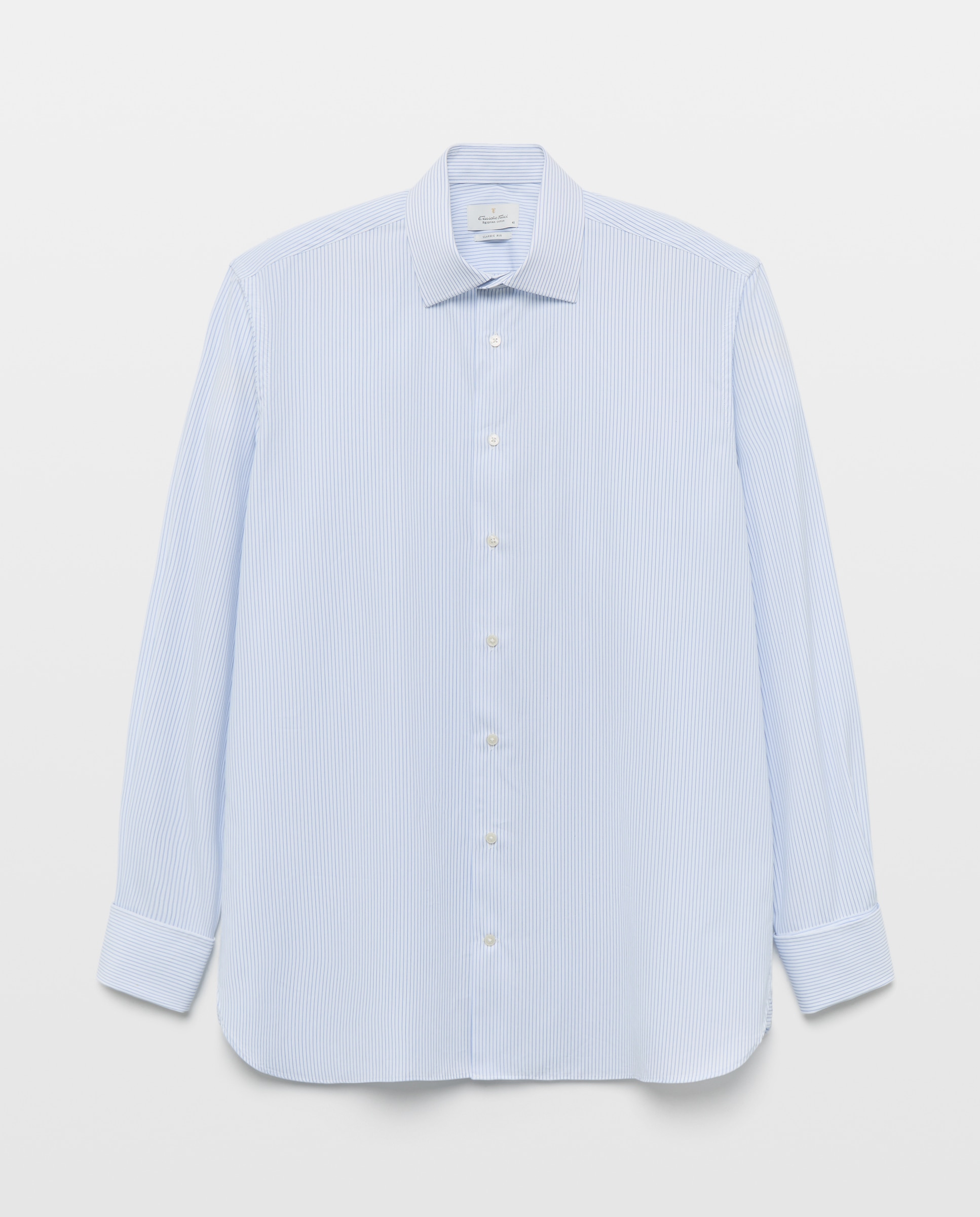 Camisa Formal de Algodão Egípcio com Manga Comprida Azul-5