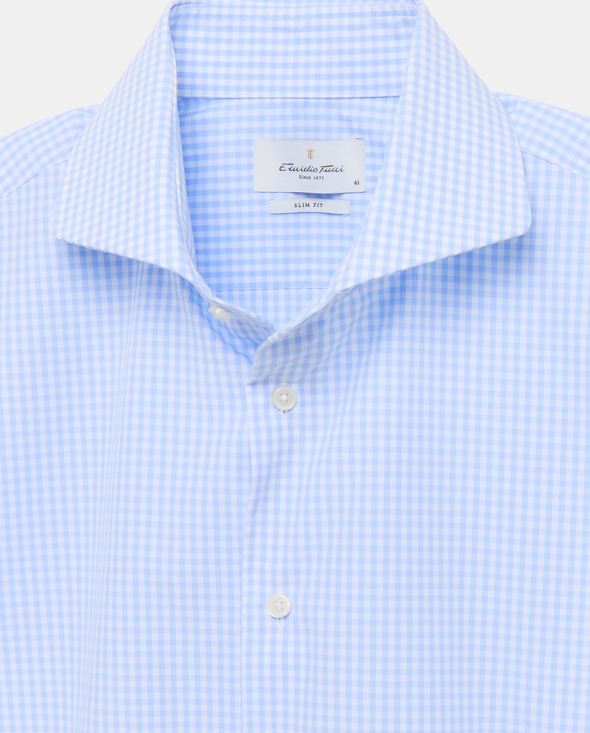 Camisa Clássica Non Iron com Manga Comprida Azul-5