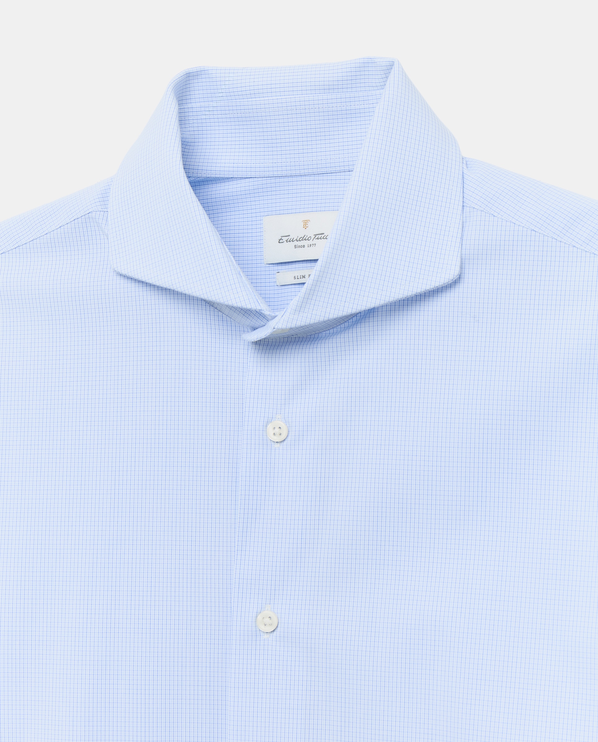 Camisa Clássica de Algodão Elastano com Manga Comprida Azul-6