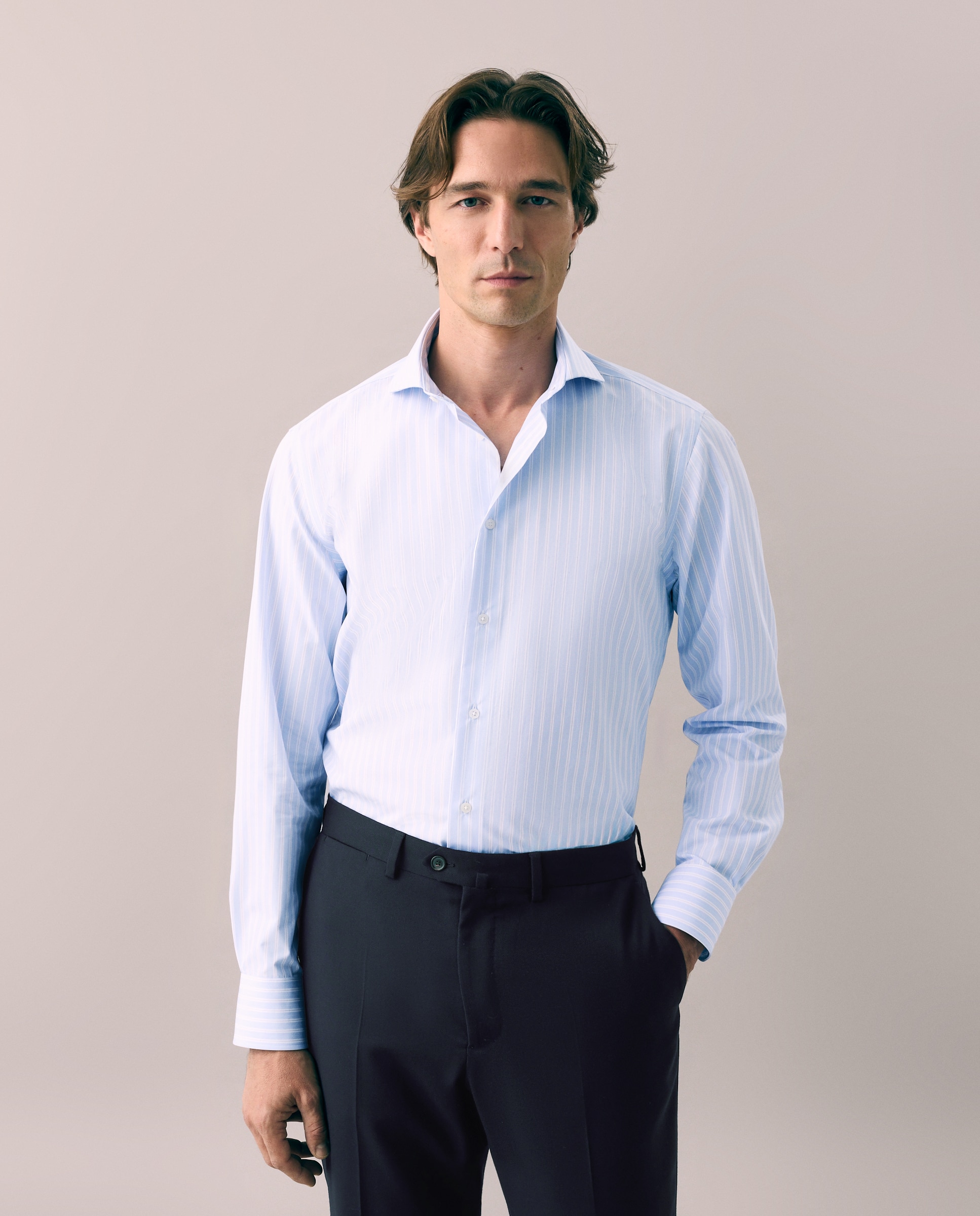 Camisa vestir non iron hombre manga larga - Emidio Tucci - Azul claro Azul claro-1