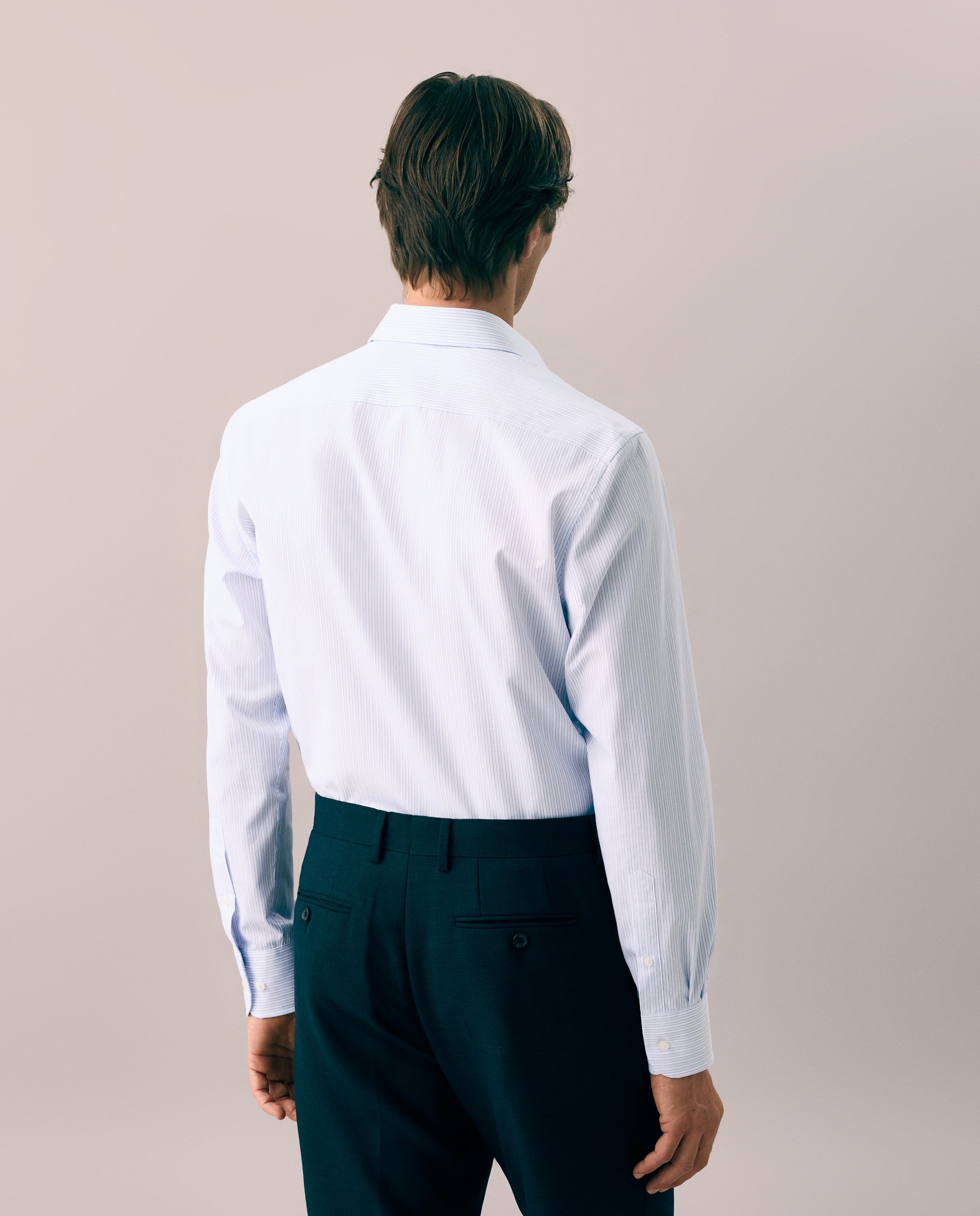 Camisa Formal de Algodão Egípcio com Manga Comprida Azul-3
