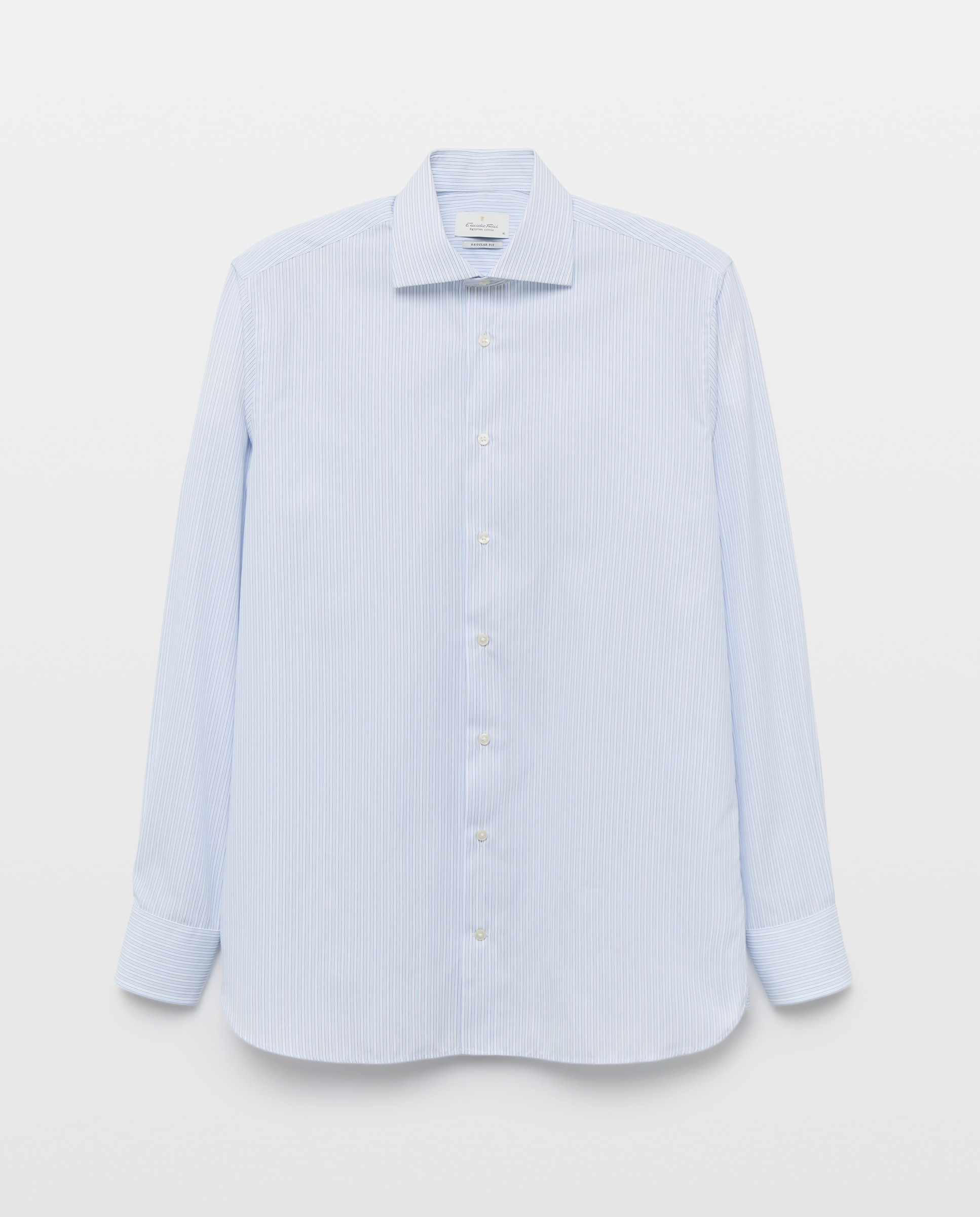 Camisa Formal de Algodão Egípcio com Manga Comprida Azul-5