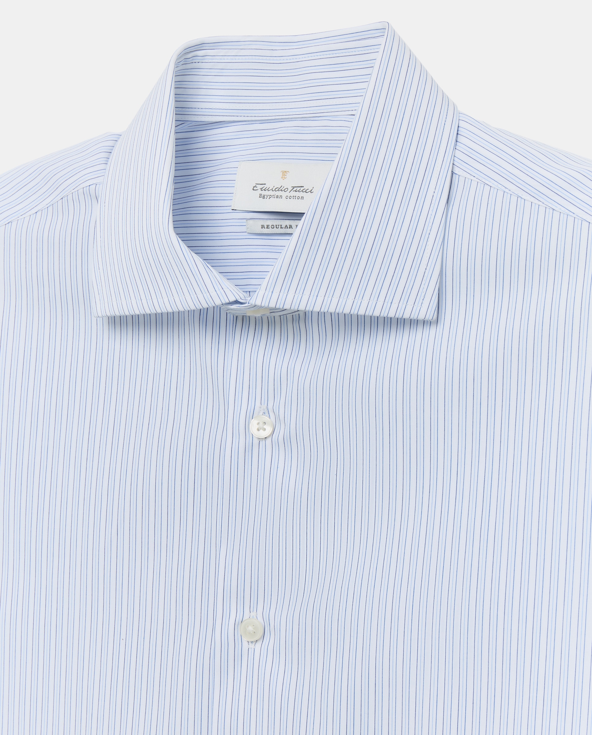 Camisa Formal de Algodão Egípcio com Manga Comprida Azul-6