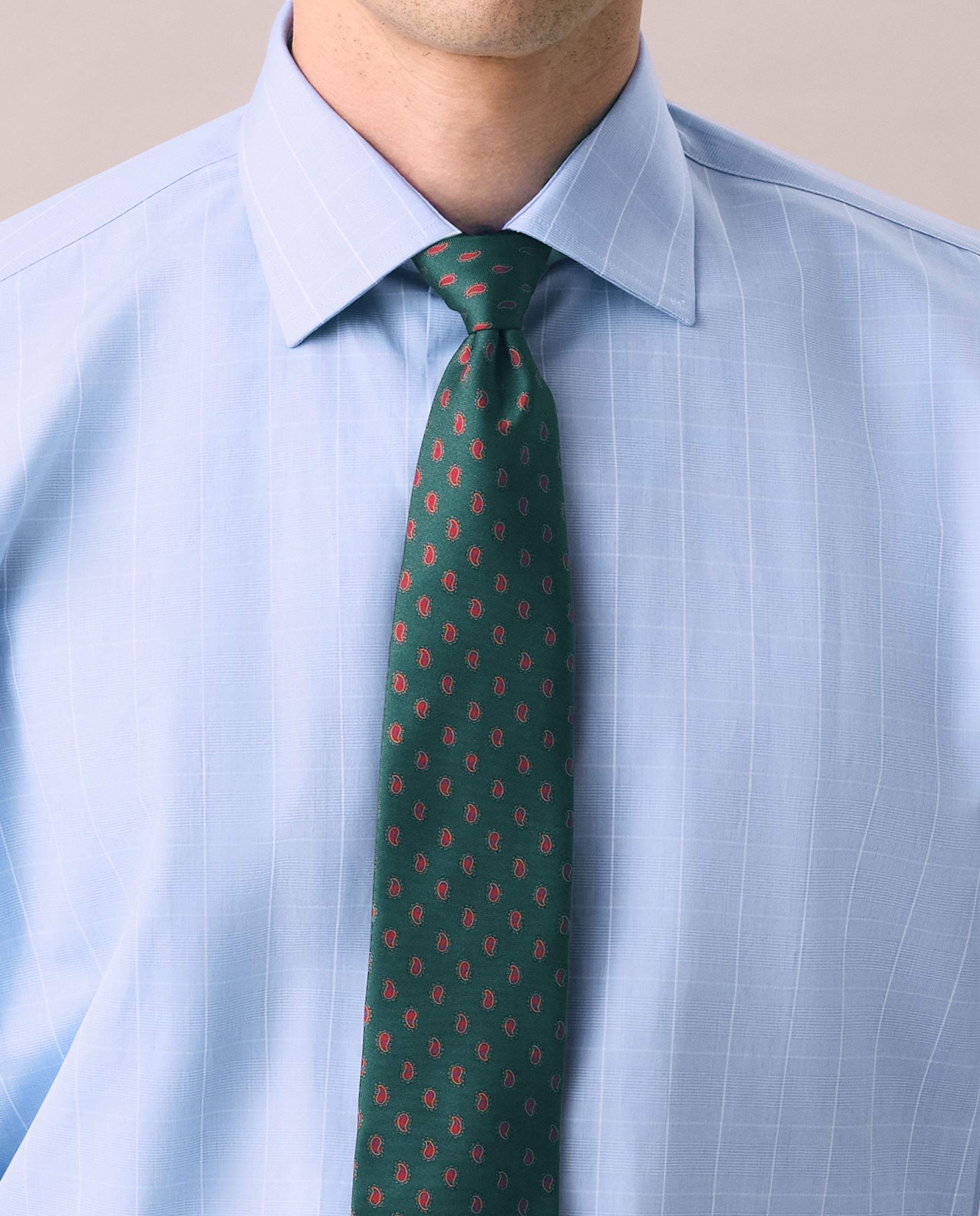 Camisa Formal de Algodão Egípcio com Manga Comprida Azul-4
