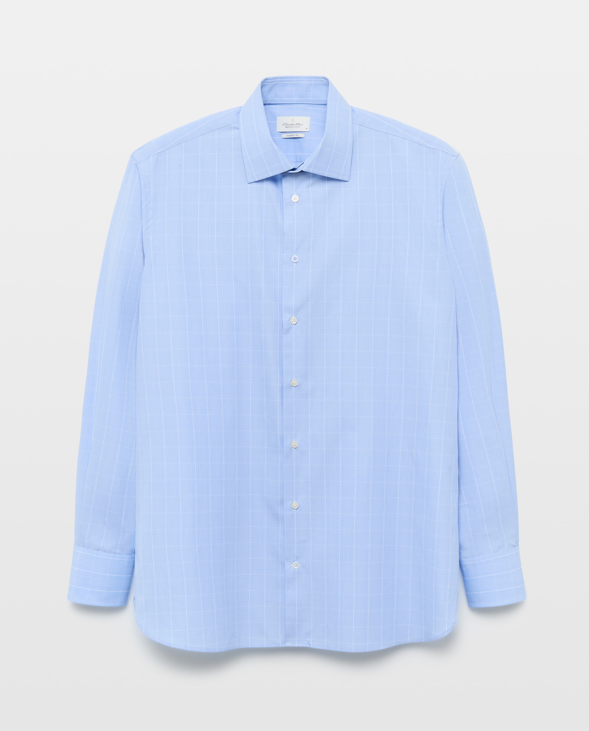 Camisa Formal de Algodão Egípcio com Manga Comprida Azul-5