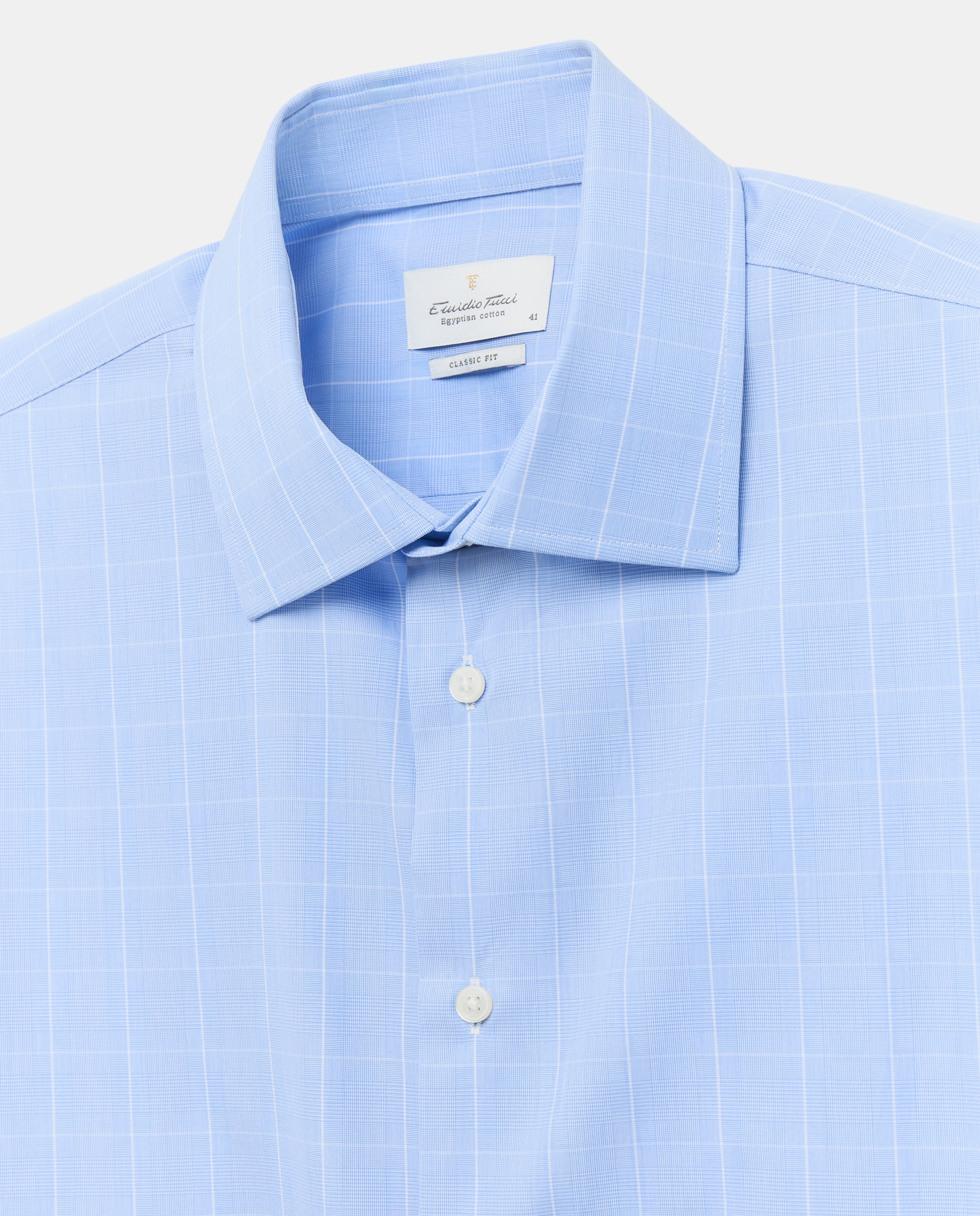 Camisa Formal de Algodão Egípcio com Manga Comprida Azul-6