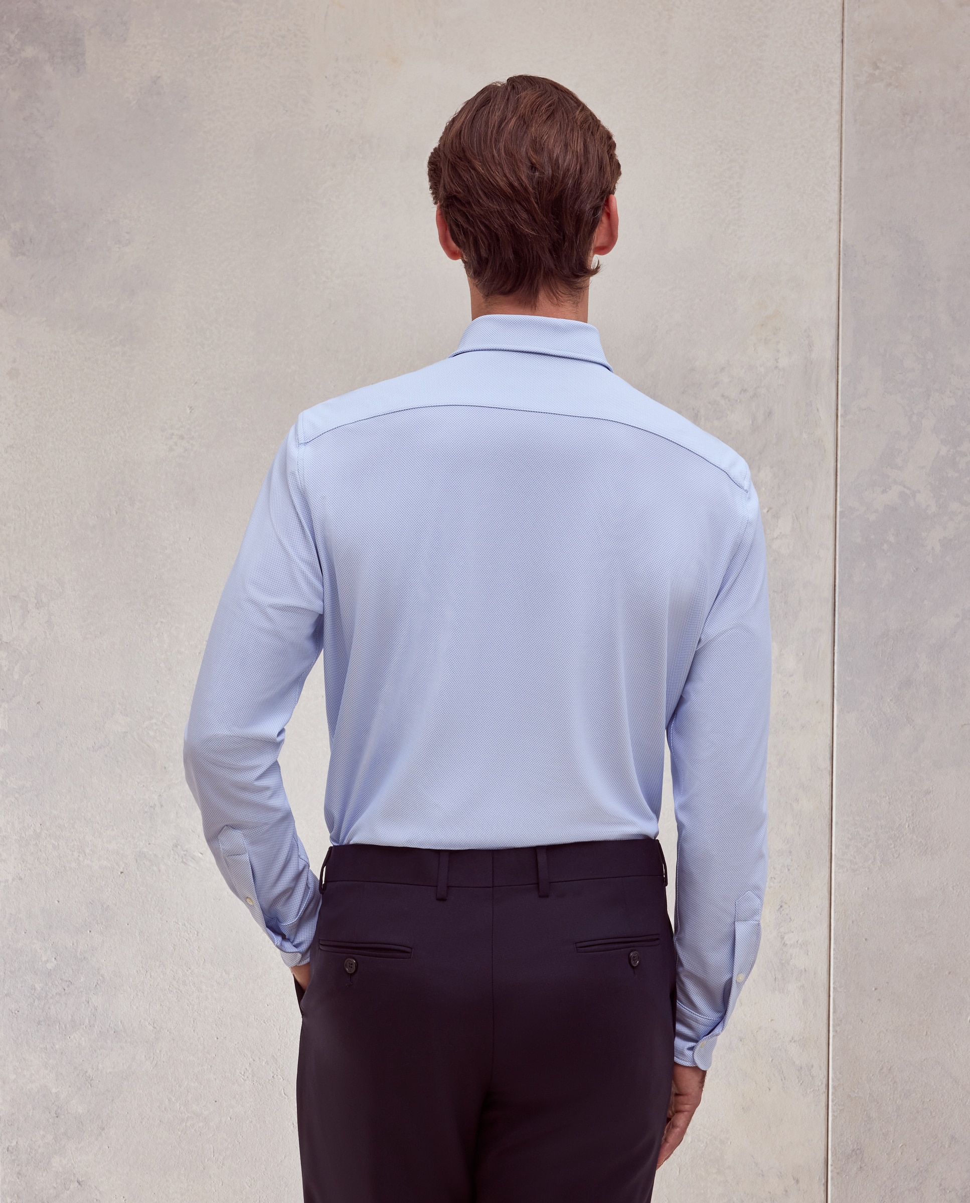 Camisa slim fit con tejido stretch estampada de hombre - Dustin - Azul Azul-3
