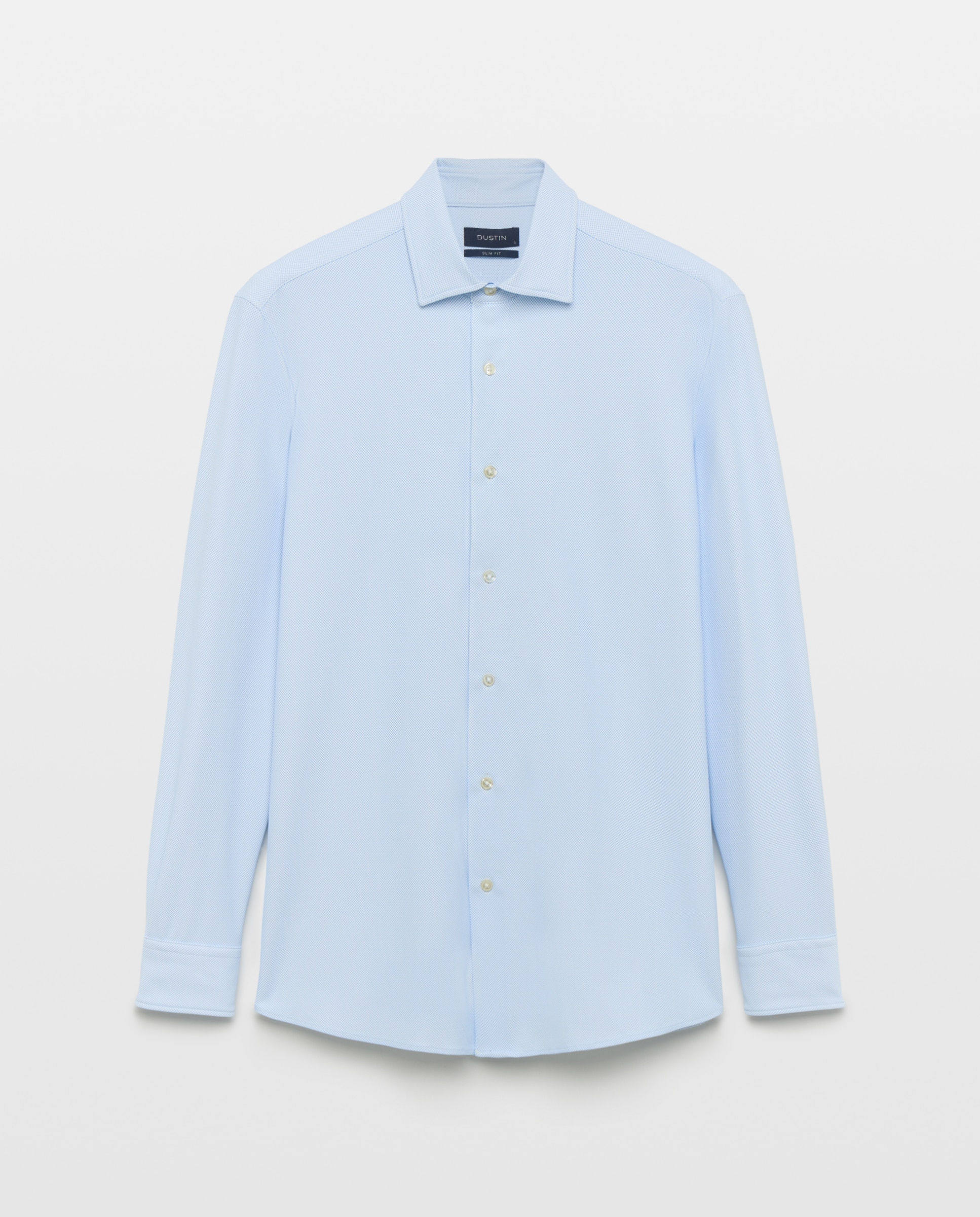Camisa slim fit con tejido stretch estampada de hombre - Dustin - Azul Azul-4
