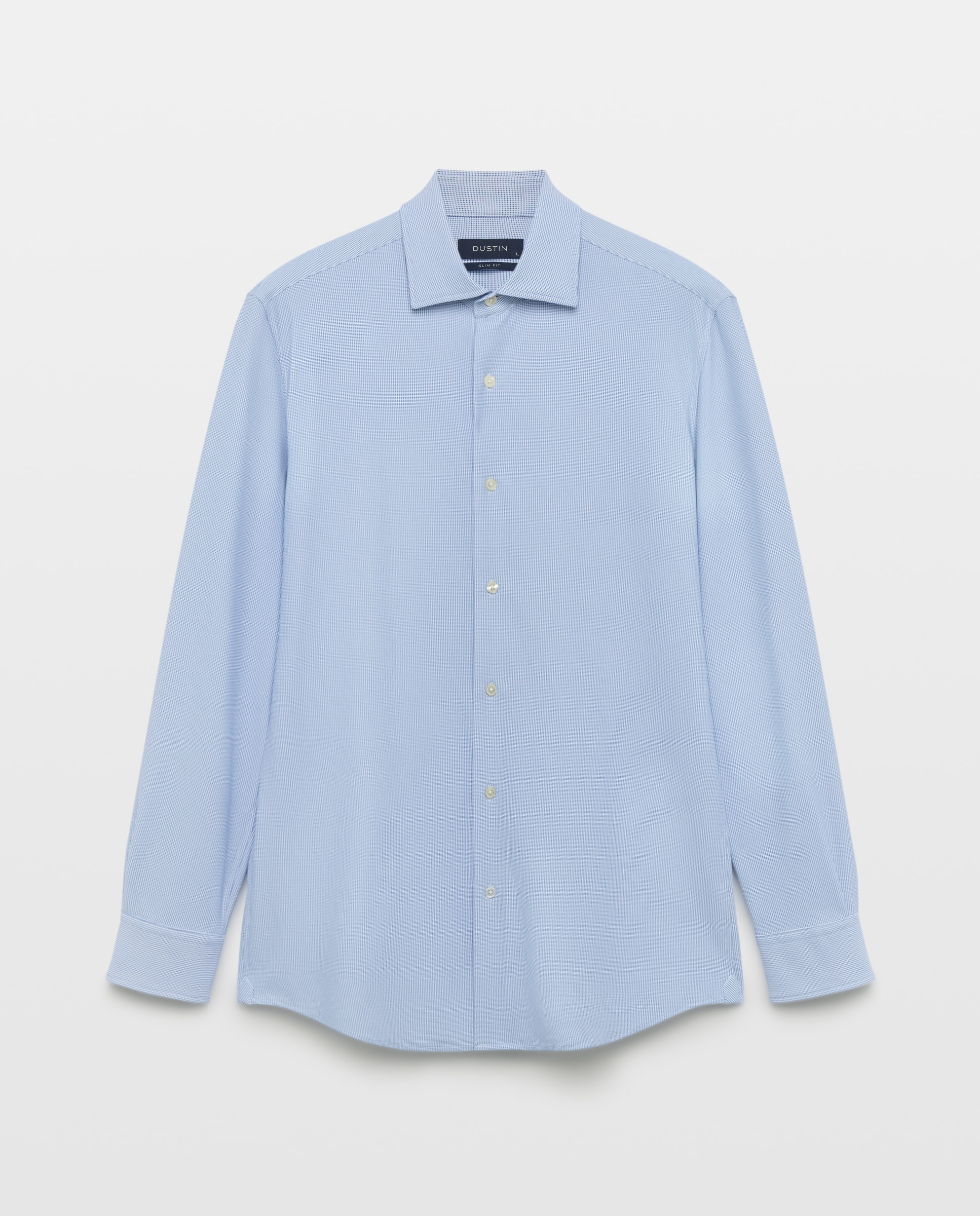 Camisa slim fit con tejido stretch estampada de hombre - Dustin - Azul Azul-5