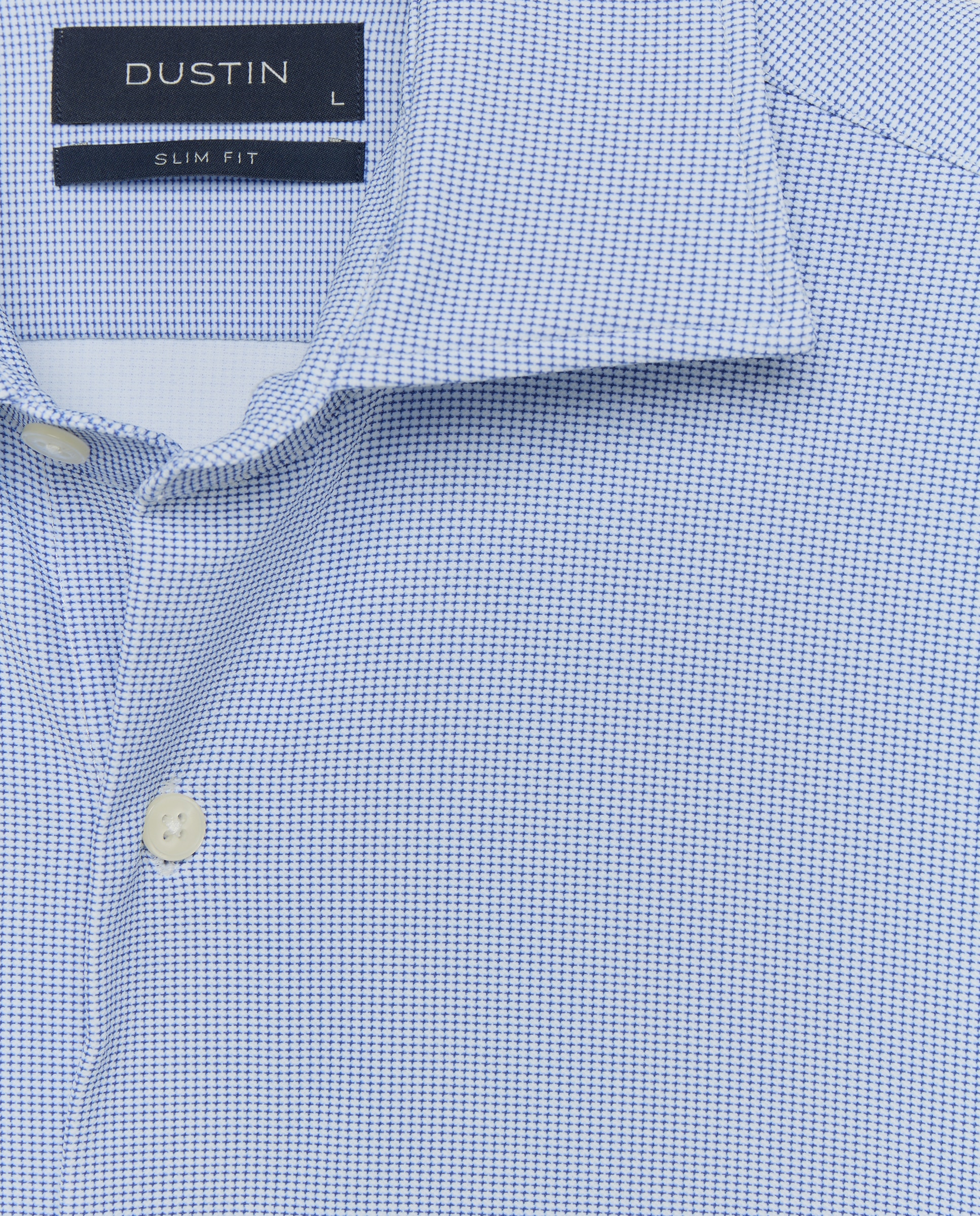 Camisa slim fit con tejido stretch estampada de hombre - Dustin - Azul Azul-6