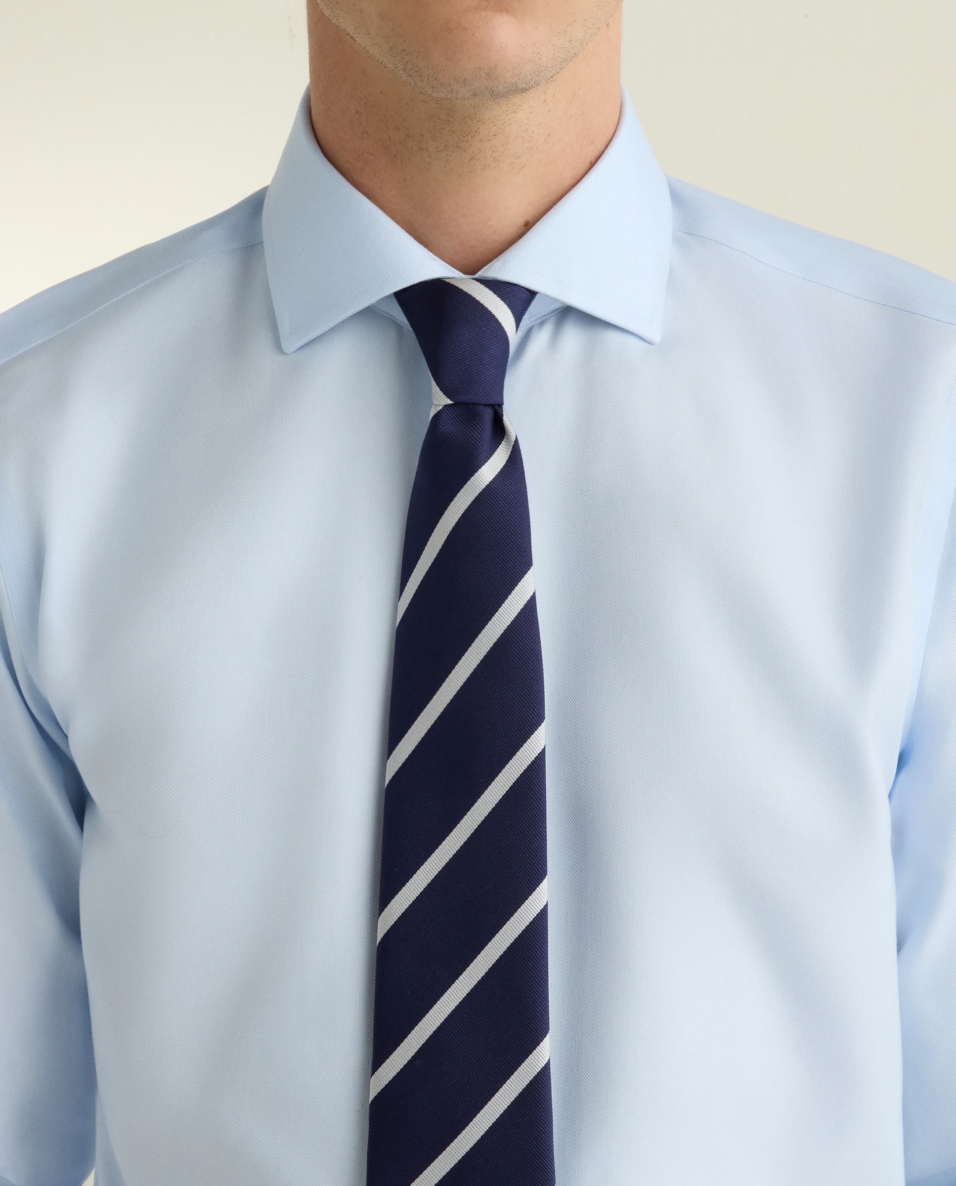 Camisa Clássica com Manga Comprida e Gola Italiana Azul-7