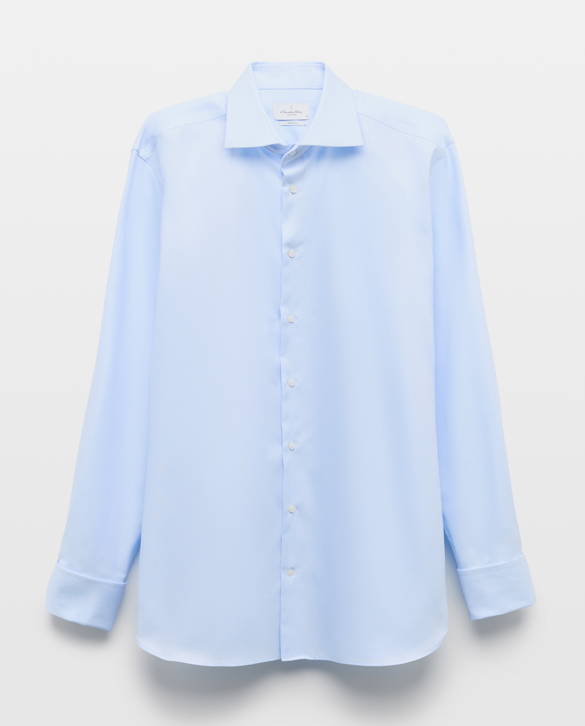 Camisa Clássica com Manga Comprida e Gola Italiana Azul-5