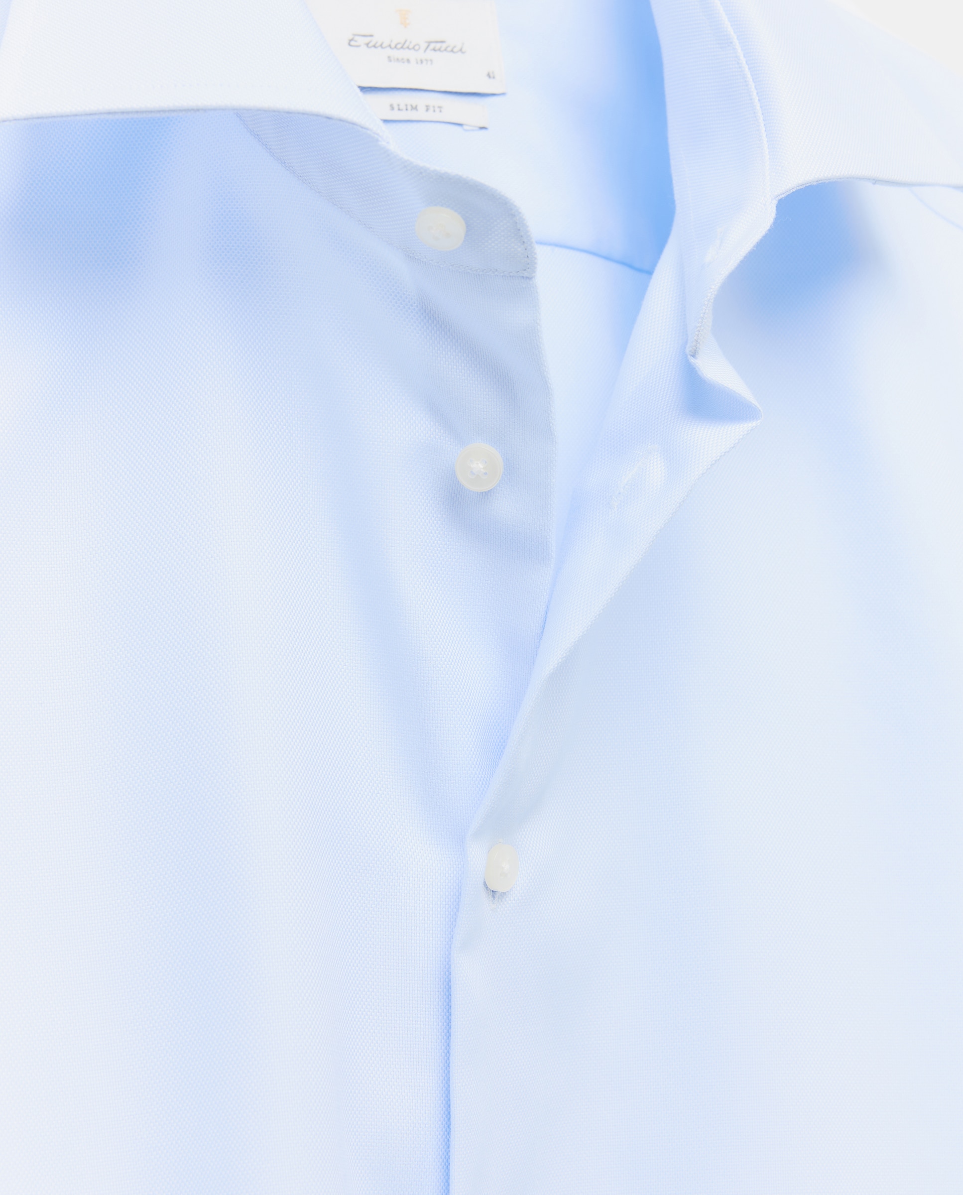 Camisa Clássica com Manga Comprida e Gola Italiana Azul-6