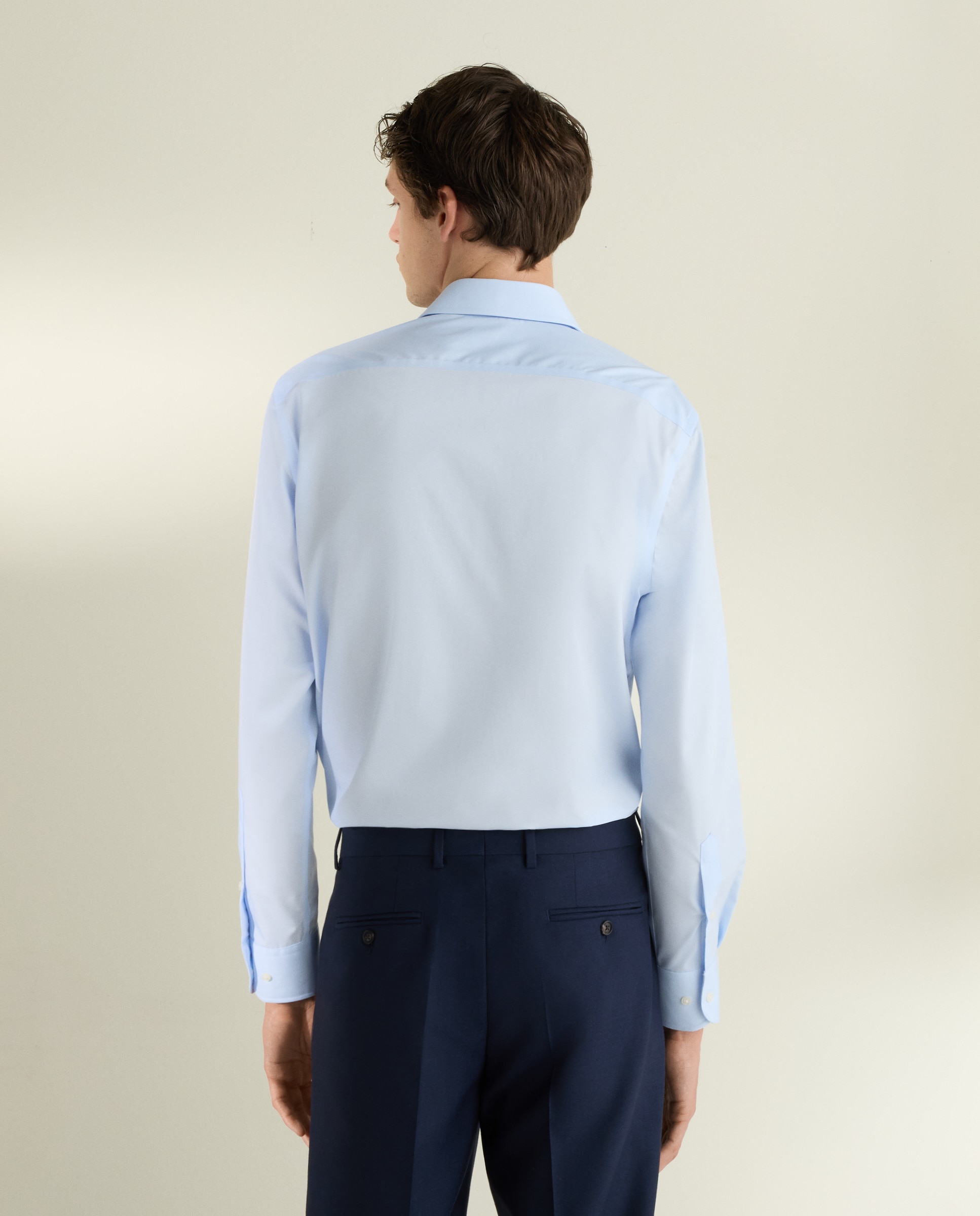 Camisa Formal de Manga Comprida Azul-3