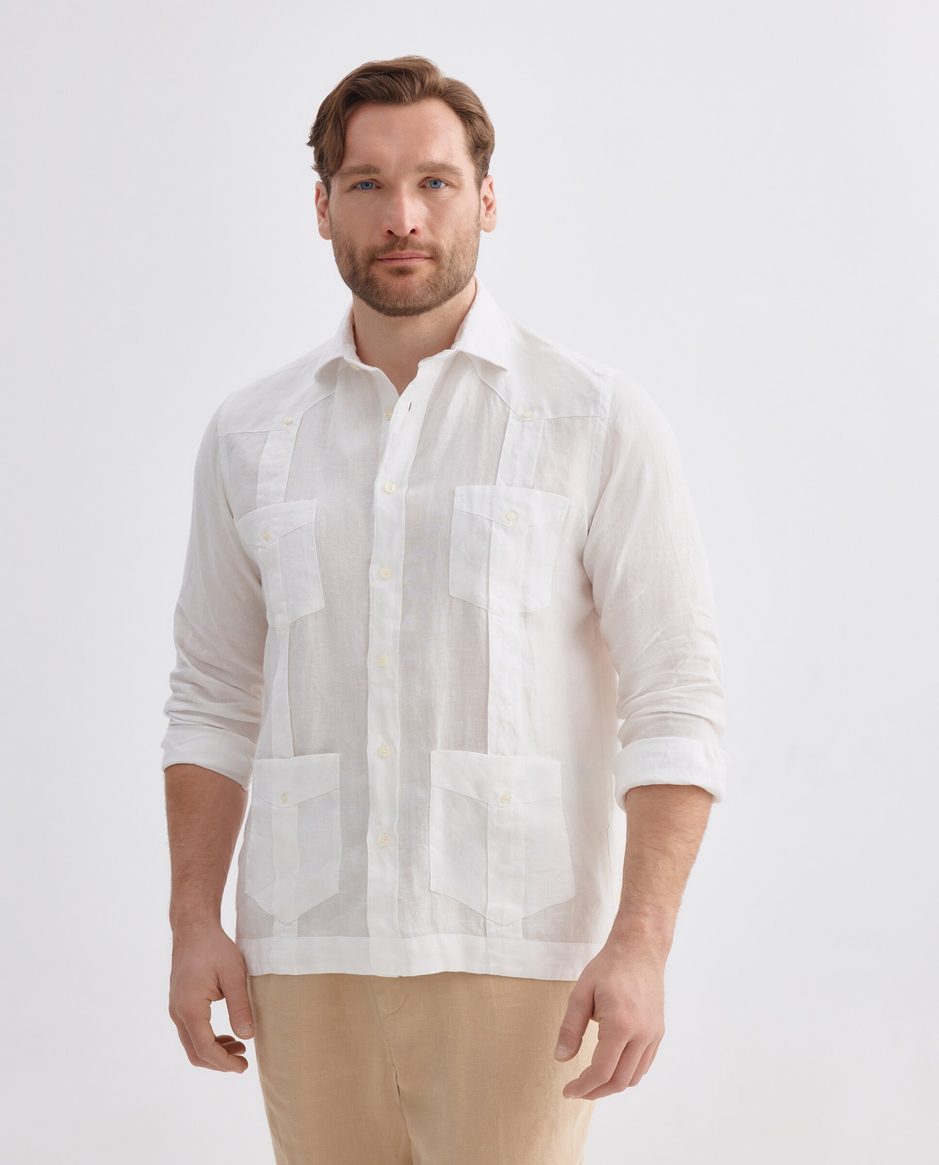 Camisa Guayabera de Linho Branco-2