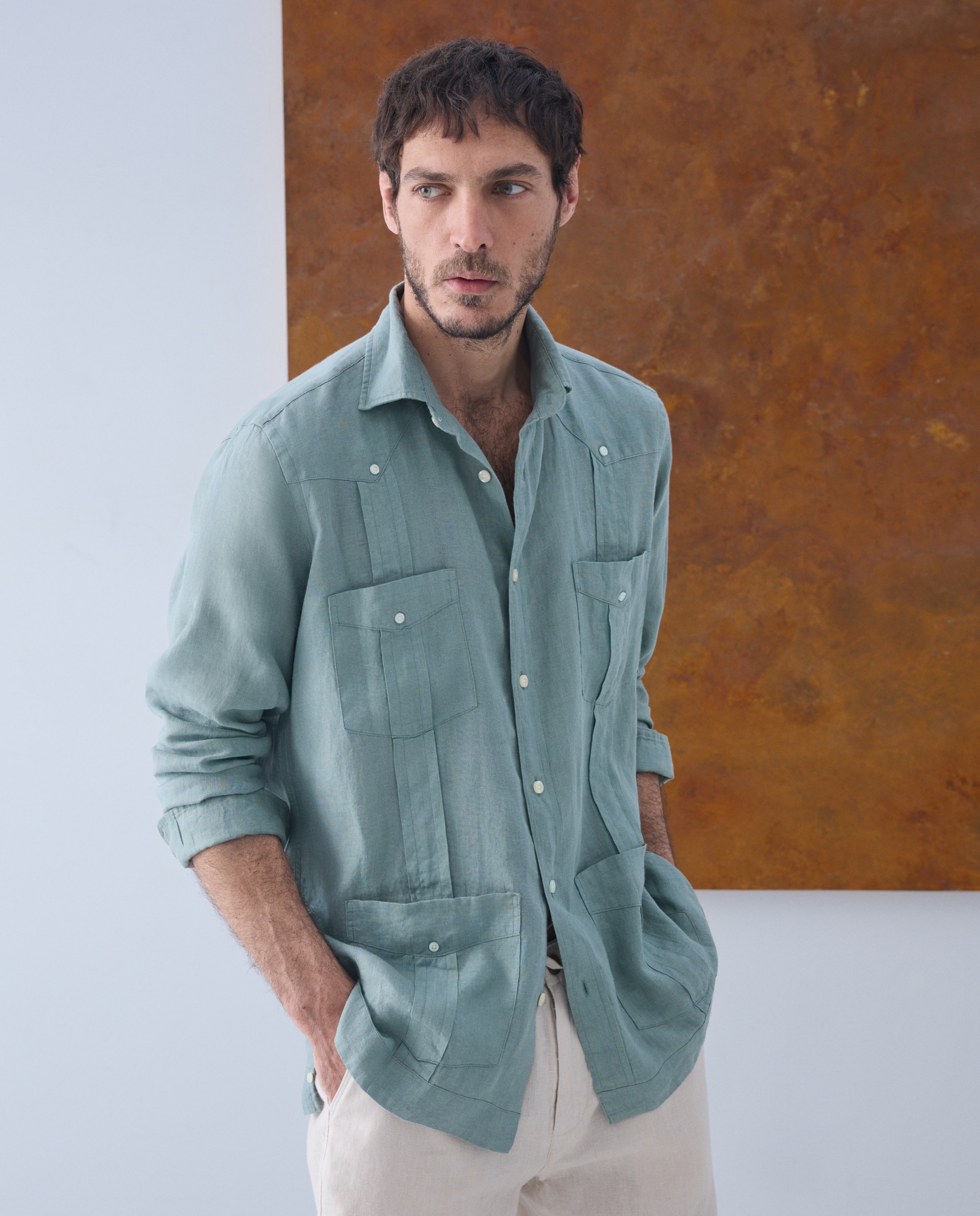 Imagem 0 de Camisa Guayabera de Linho