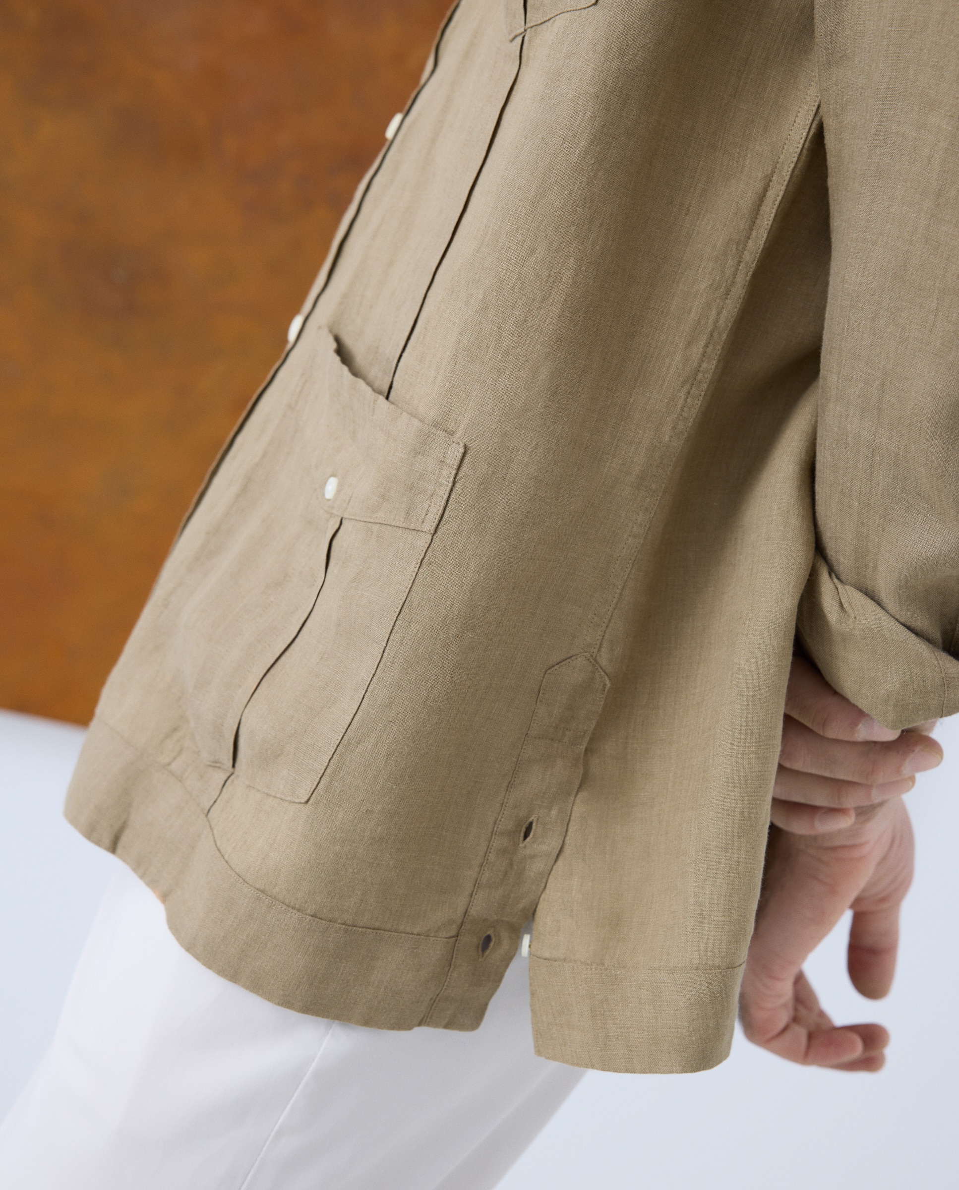 Camisa Guayabera de Linho Amarelo-3