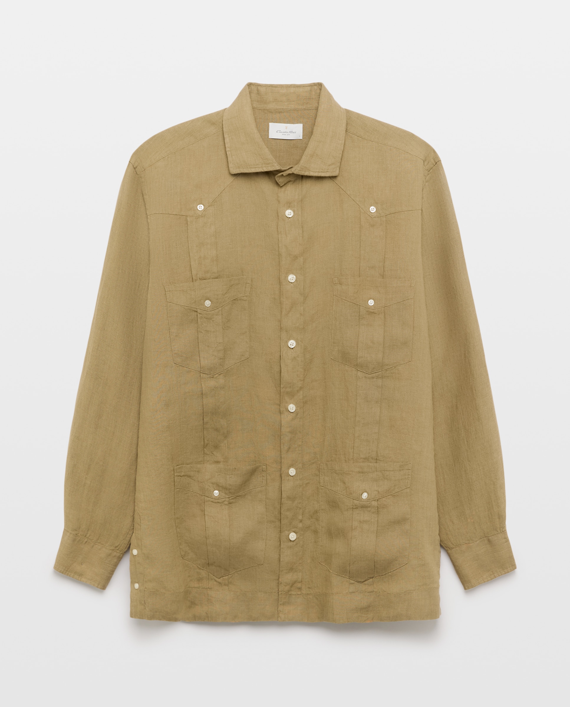 Camisa Guayabera de Linho Amarelo-5